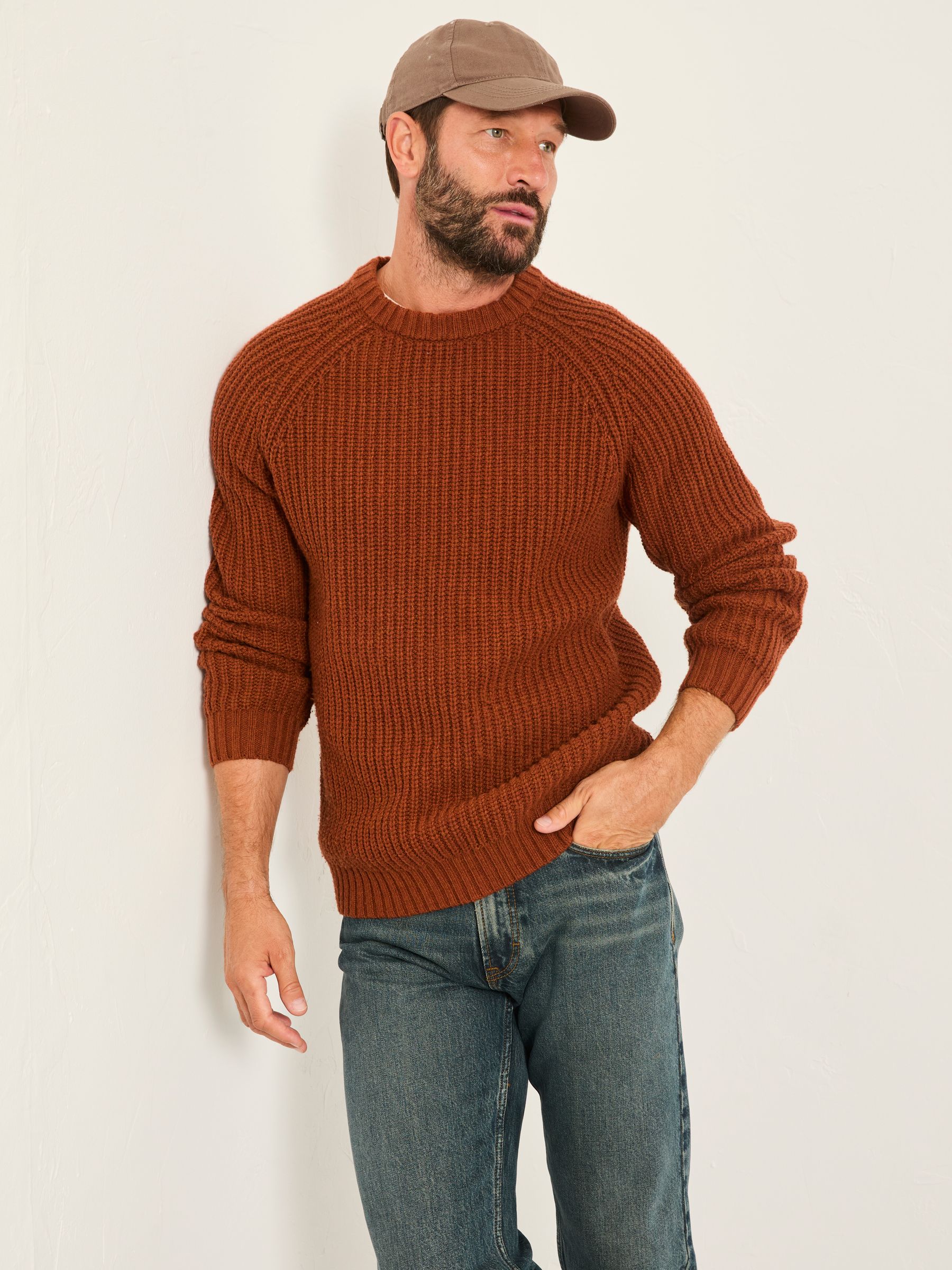 Fife Terracotta Knitted Crew Jumper - Image 1 of 5