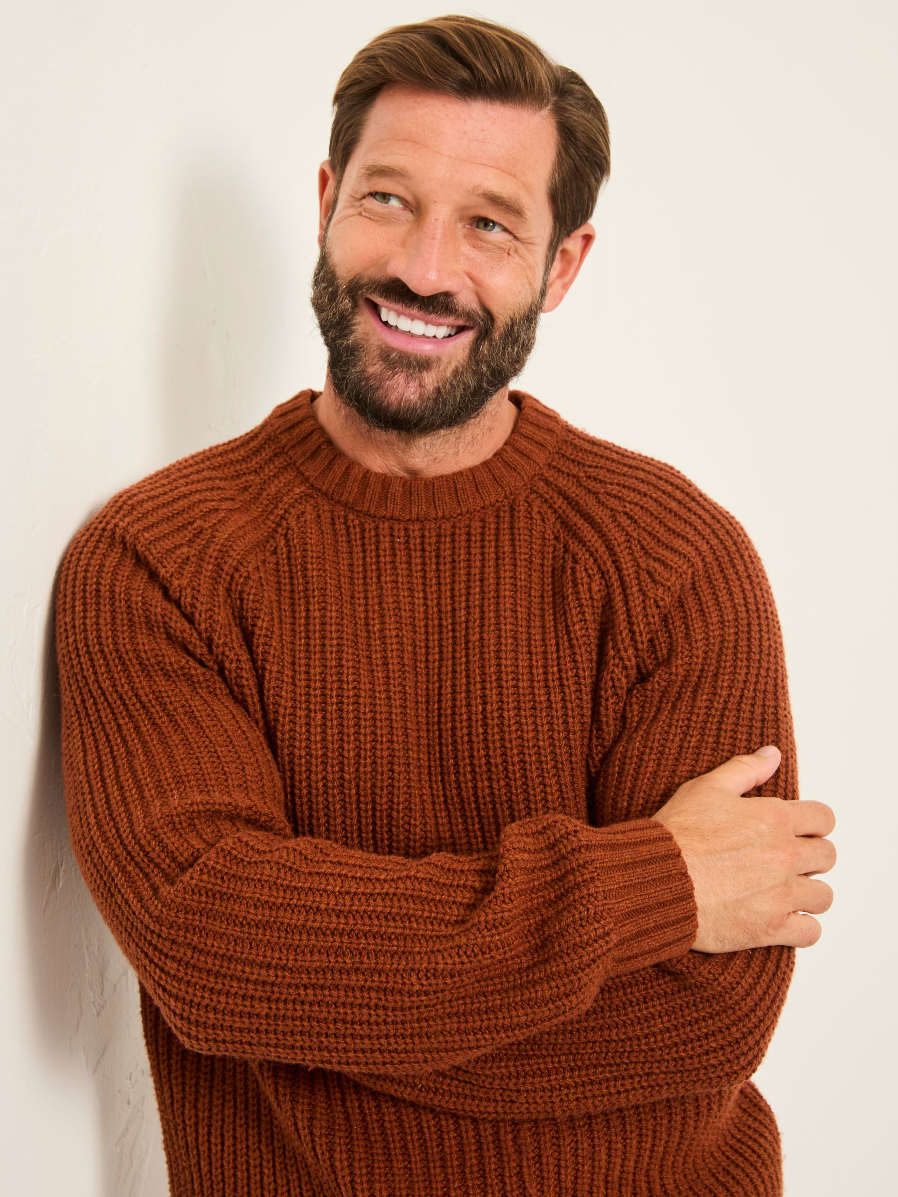 Fife Terracotta Knitted Crew Jumper - Image 3 of 5