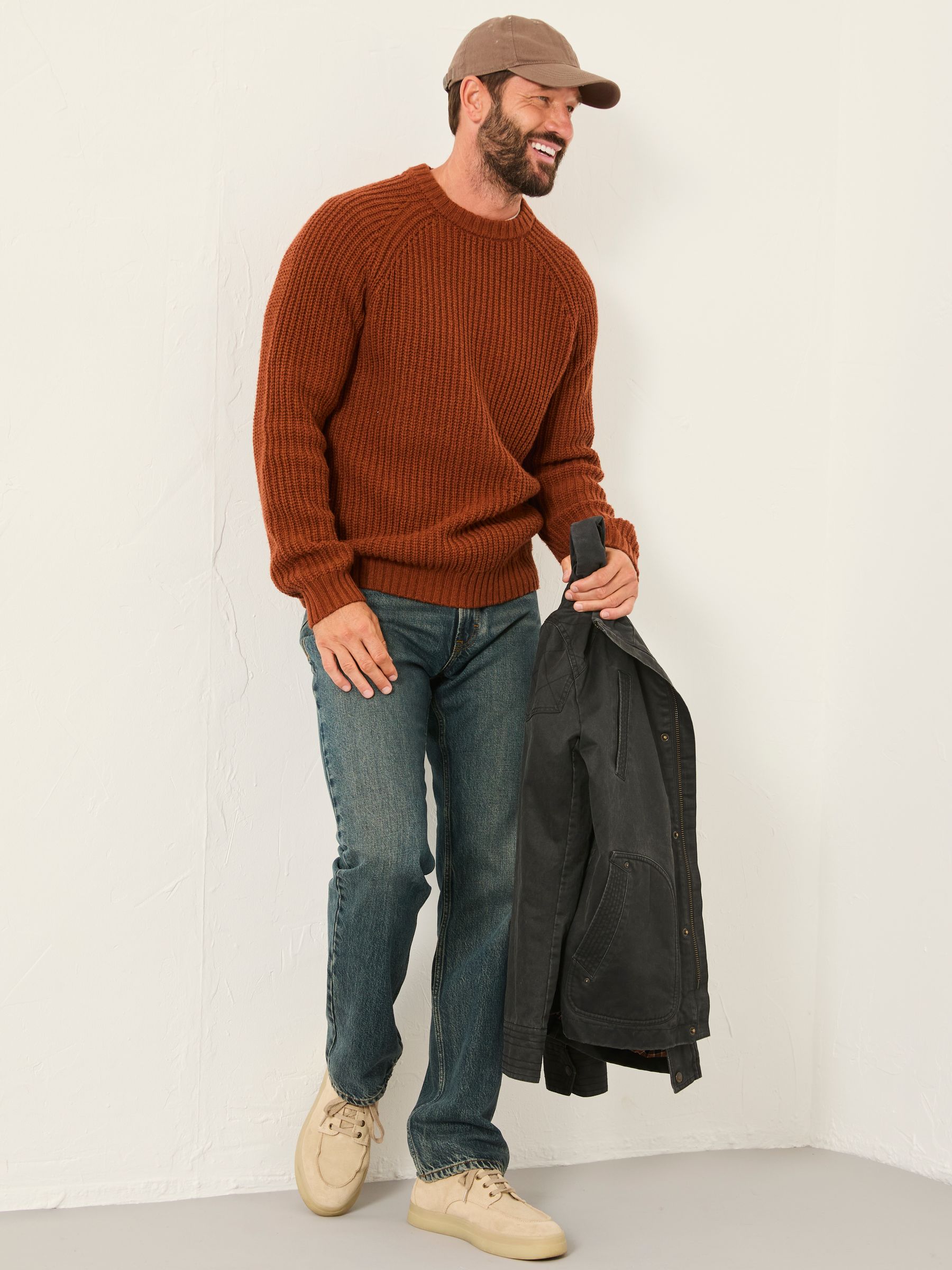 Fife Terracotta Knitted Crew Jumper - Image 4 of 5
