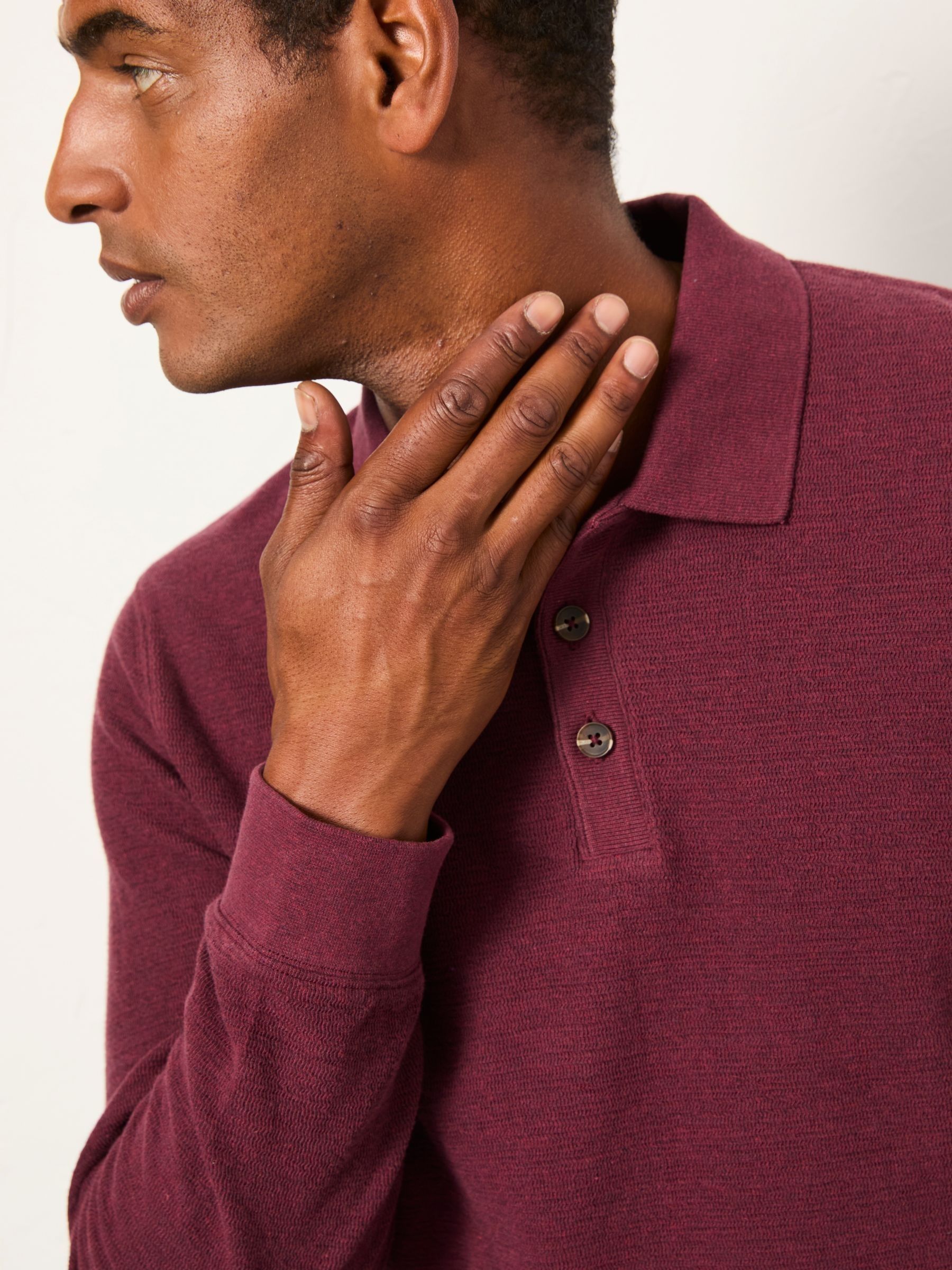 Shawford Claret Long Sleeve Polo - Image 3 of 6