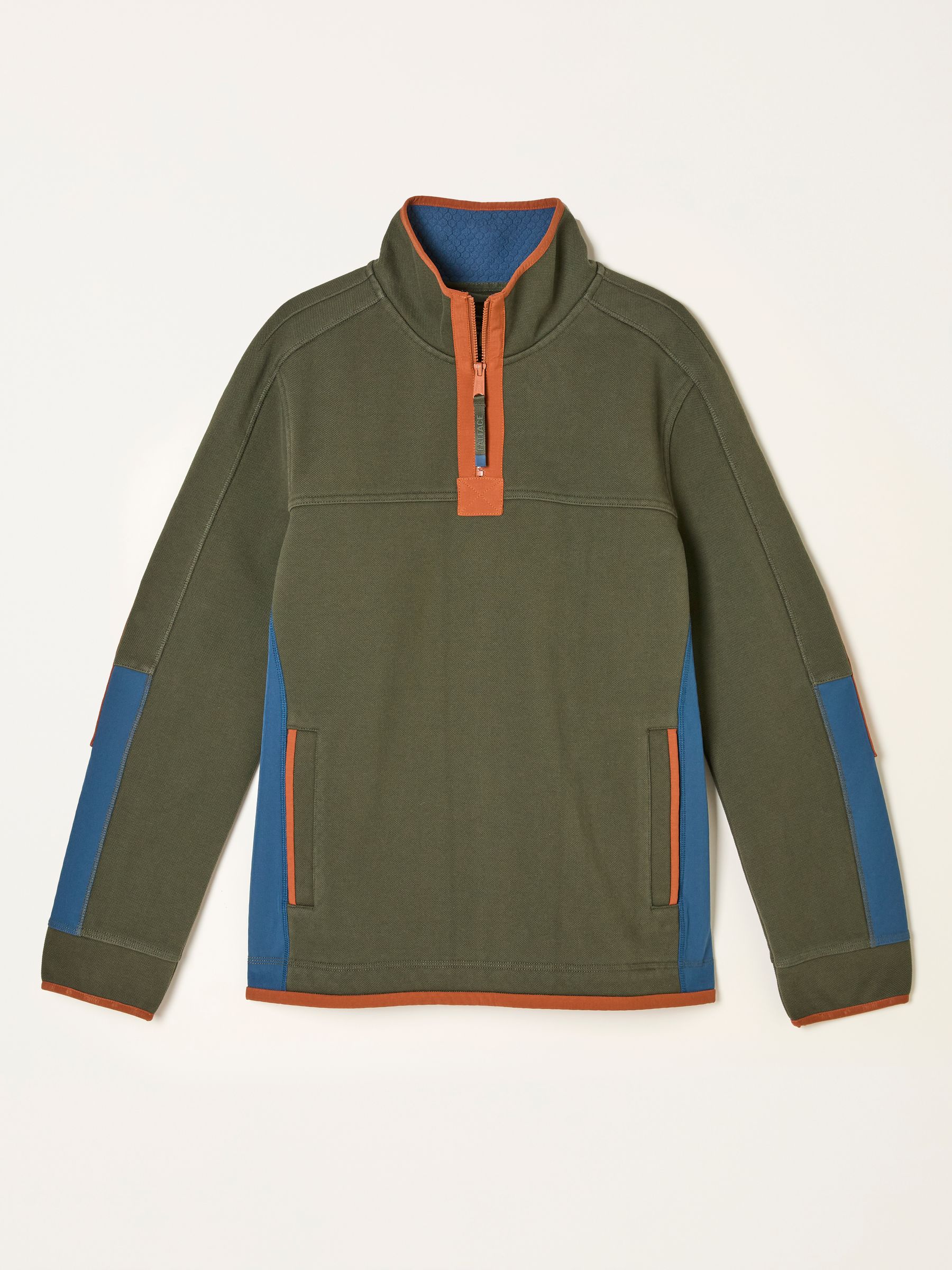 Airlie Khaki Green Hybrid Half Zip Sweat - Image 6 of 6