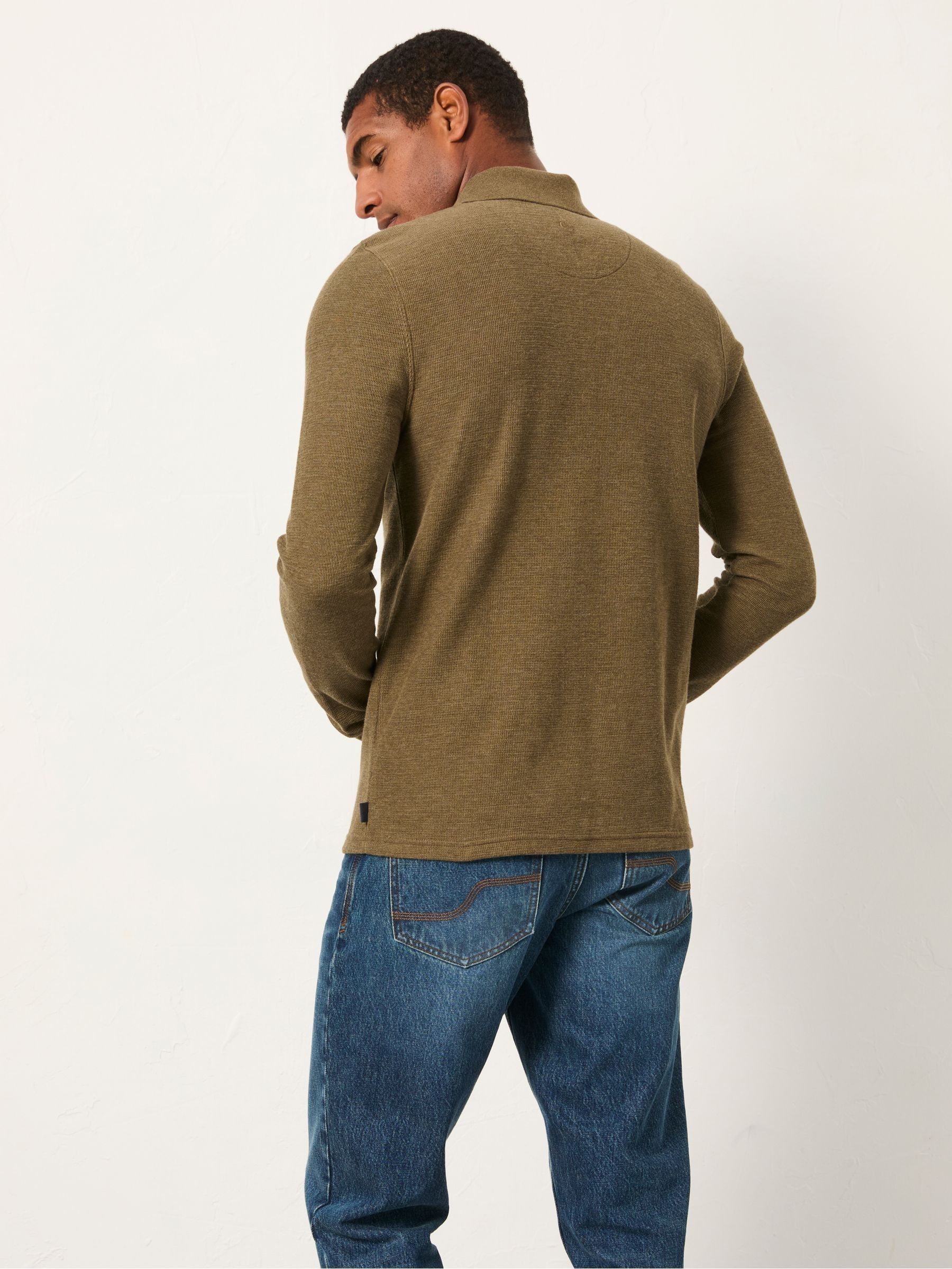 Shawford Khaki Green Zip Neck Polo - Image 2 of 6