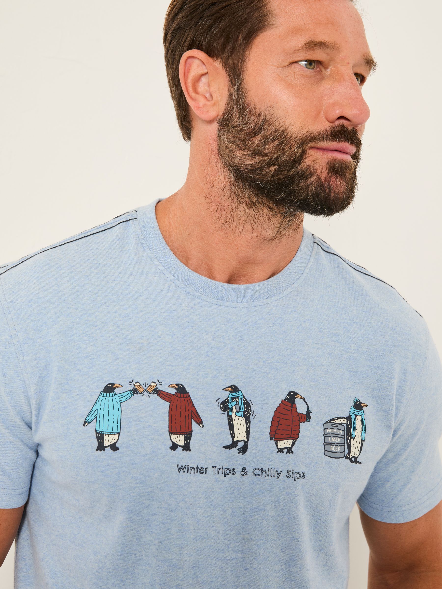 Light Vintage Blue Chilly Sips Graphic T-Shirt - Image 4 of 6