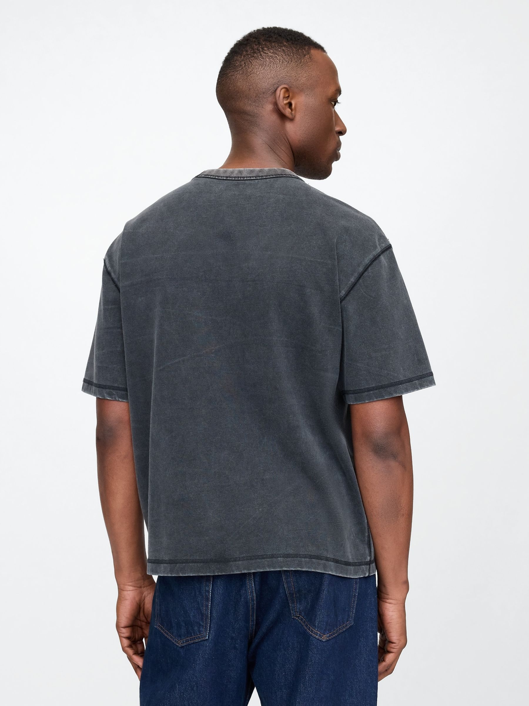 Grey Washed UltraSoft Heavyweight Boxy T-Shirt - Image 2 of 5