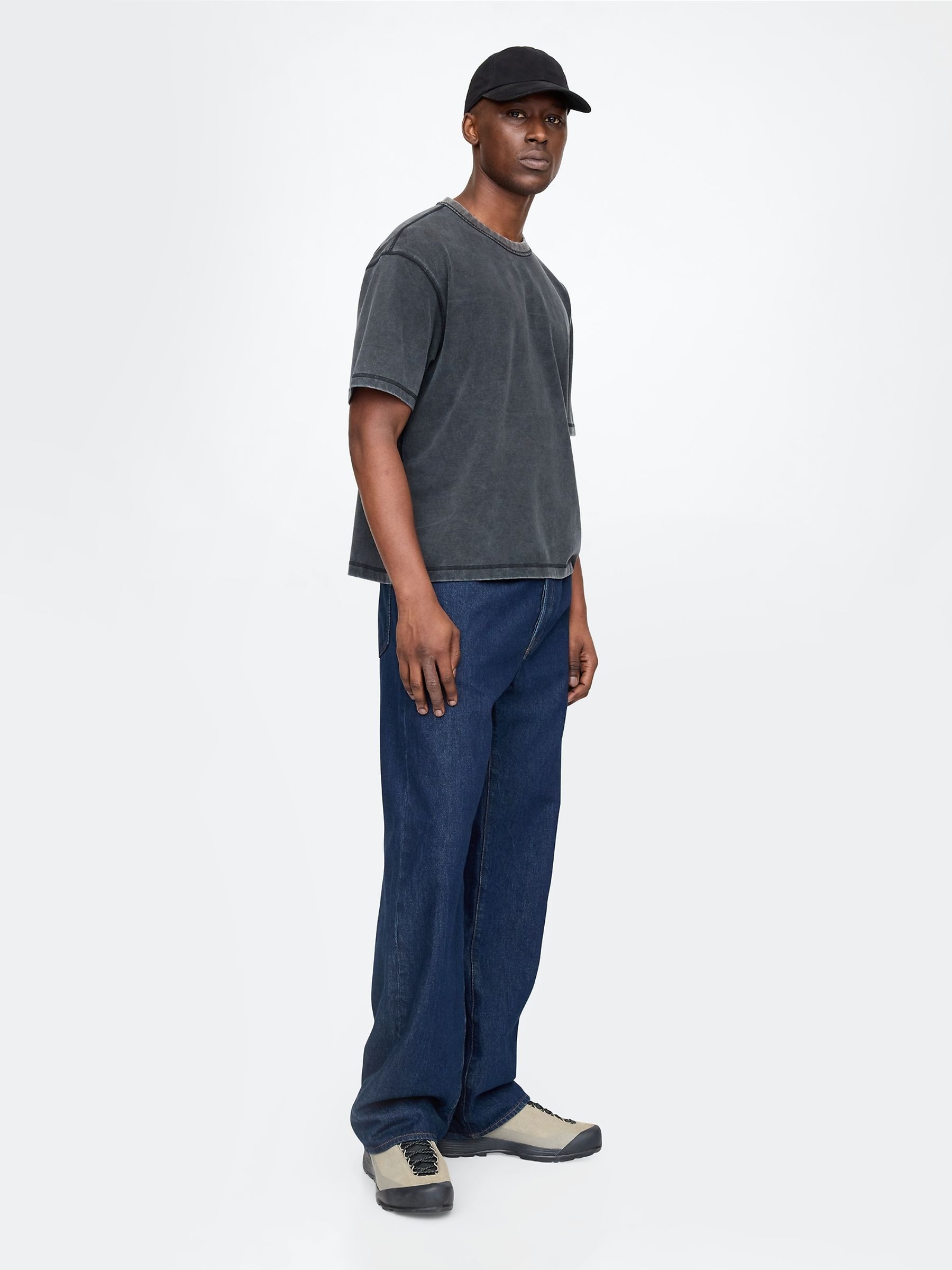 Grey Washed UltraSoft Heavyweight Boxy T-Shirt - Image 3 of 5