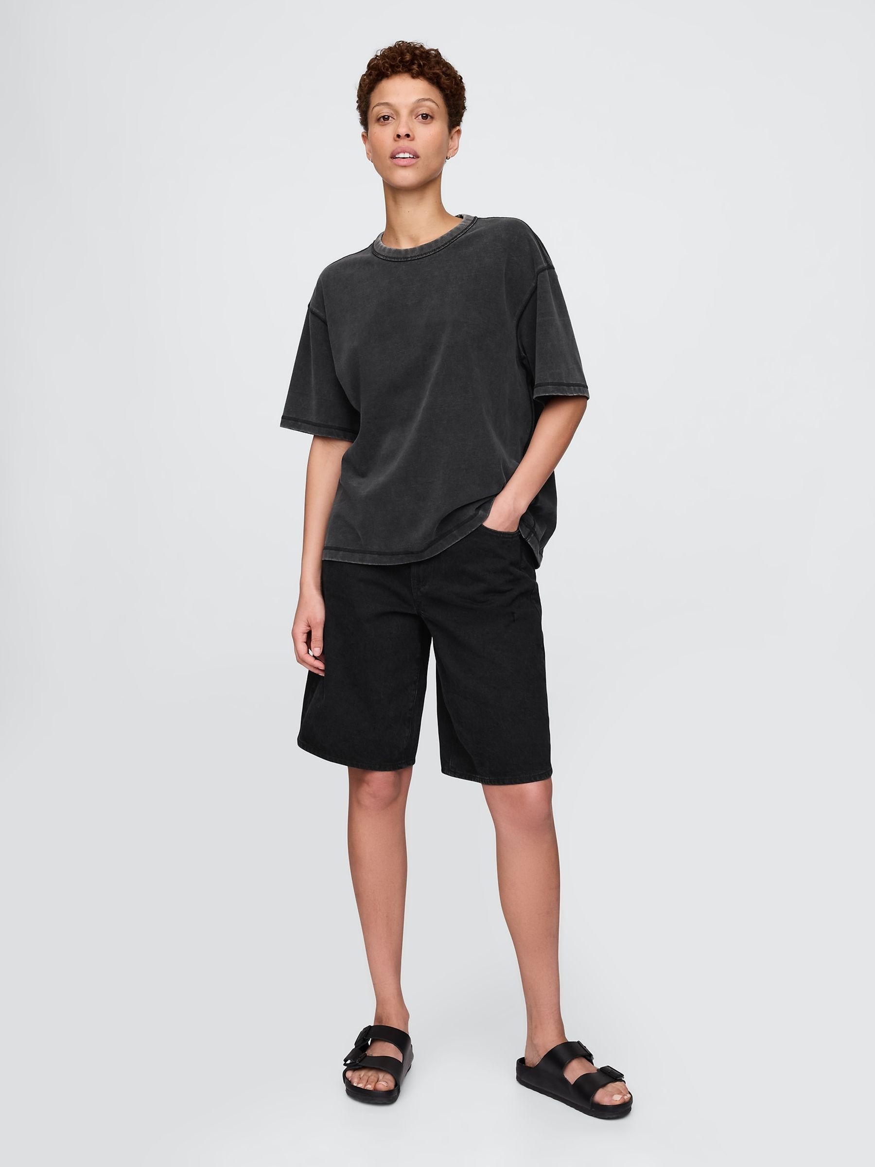 Grey Washed UltraSoft Heavyweight Boxy T-Shirt - Image 4 of 5