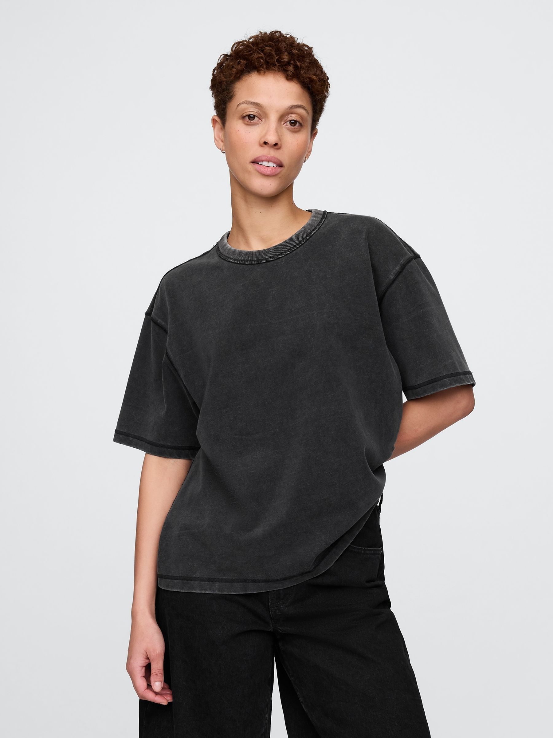 Grey Washed UltraSoft Heavyweight Boxy T-Shirt - Image 5 of 5