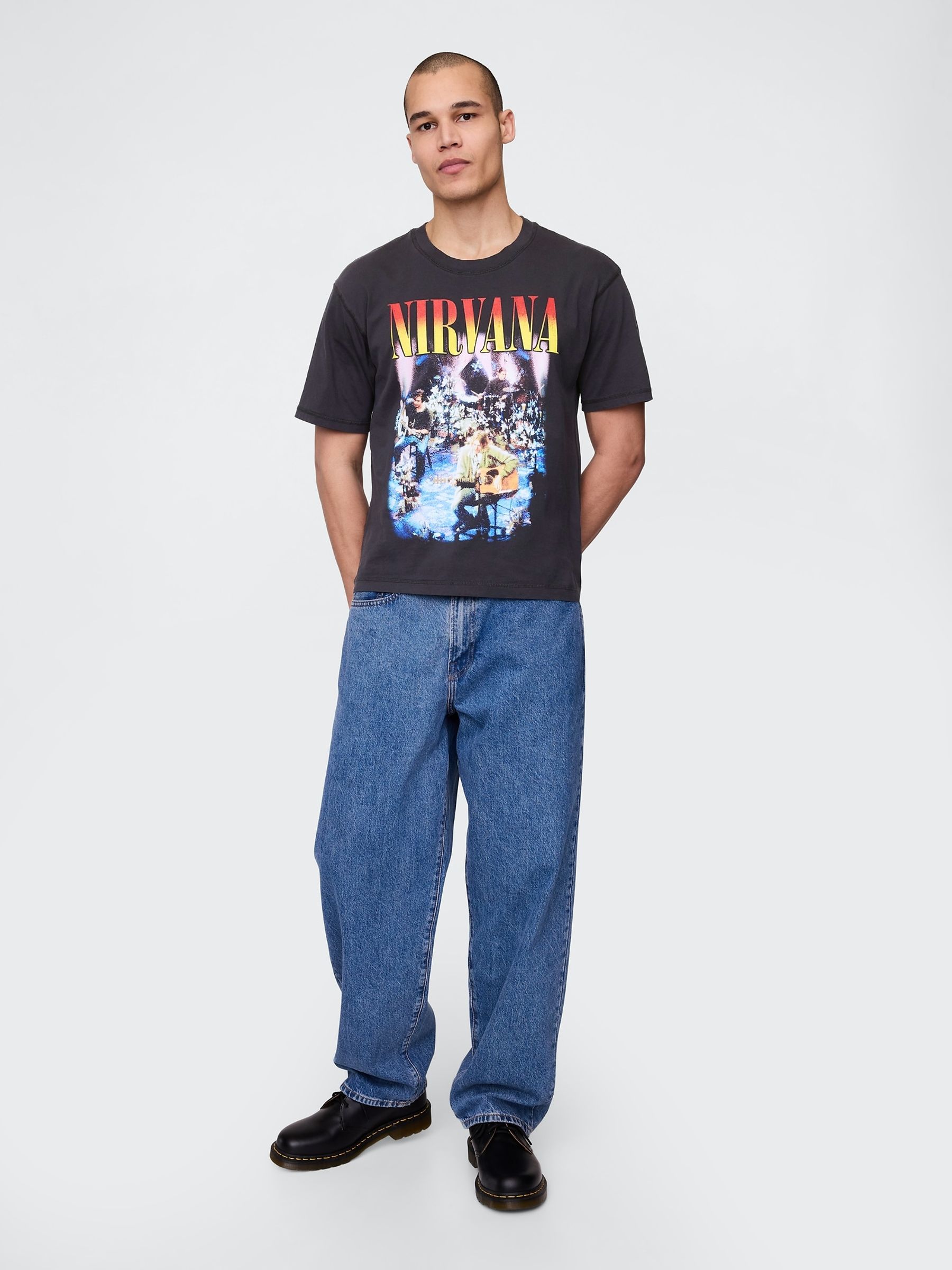 Black Nirvana Heavyweight Cropped Graphic T-Shirt - Image 3 of 5