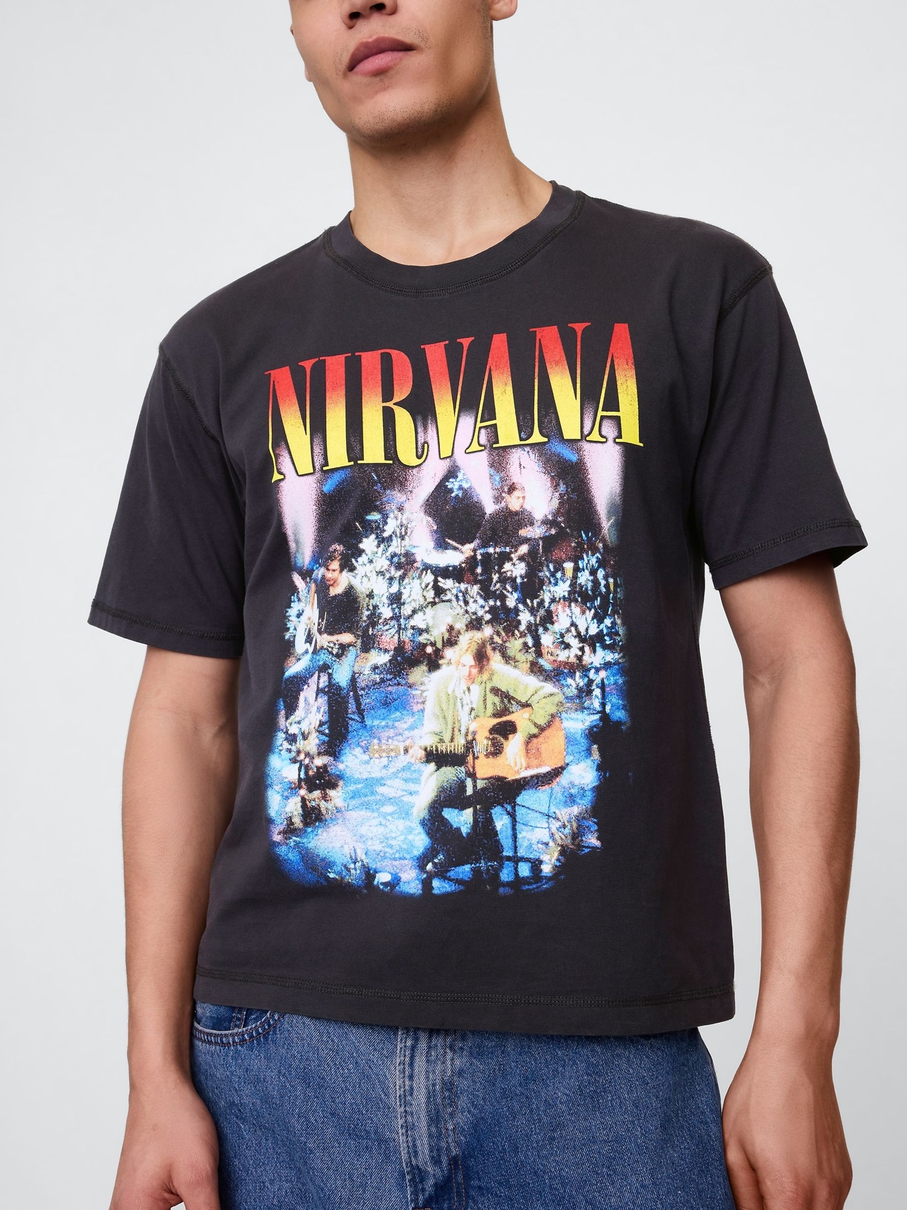 Black Nirvana Heavyweight Cropped Graphic T-Shirt - Image 4 of 5