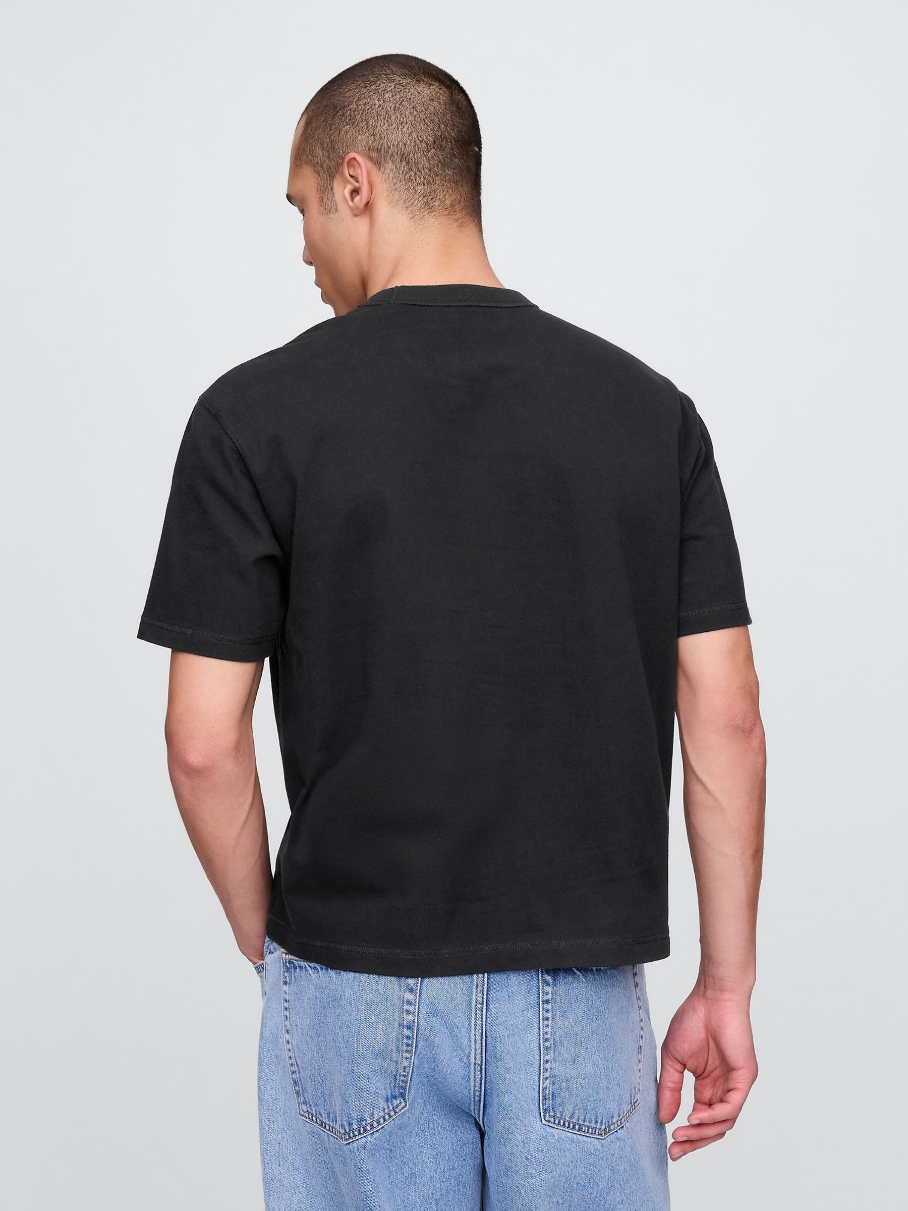 Black Washed UltraSoft Heavyweight Boxy T-Shirt - Image 2 of 5