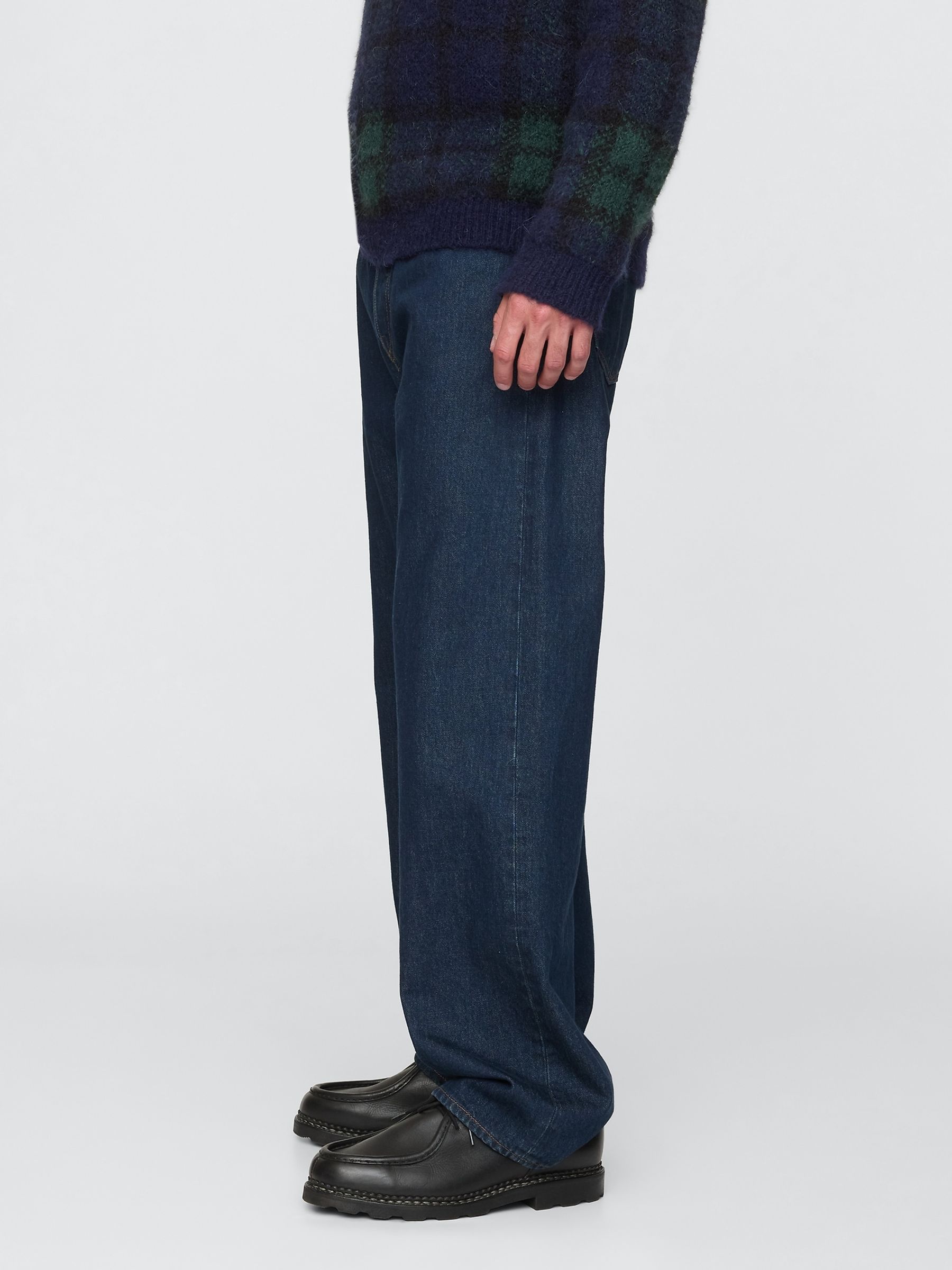 Dark Indigo Blue Loose Fit Baggy Jeans - Image 3 of 5