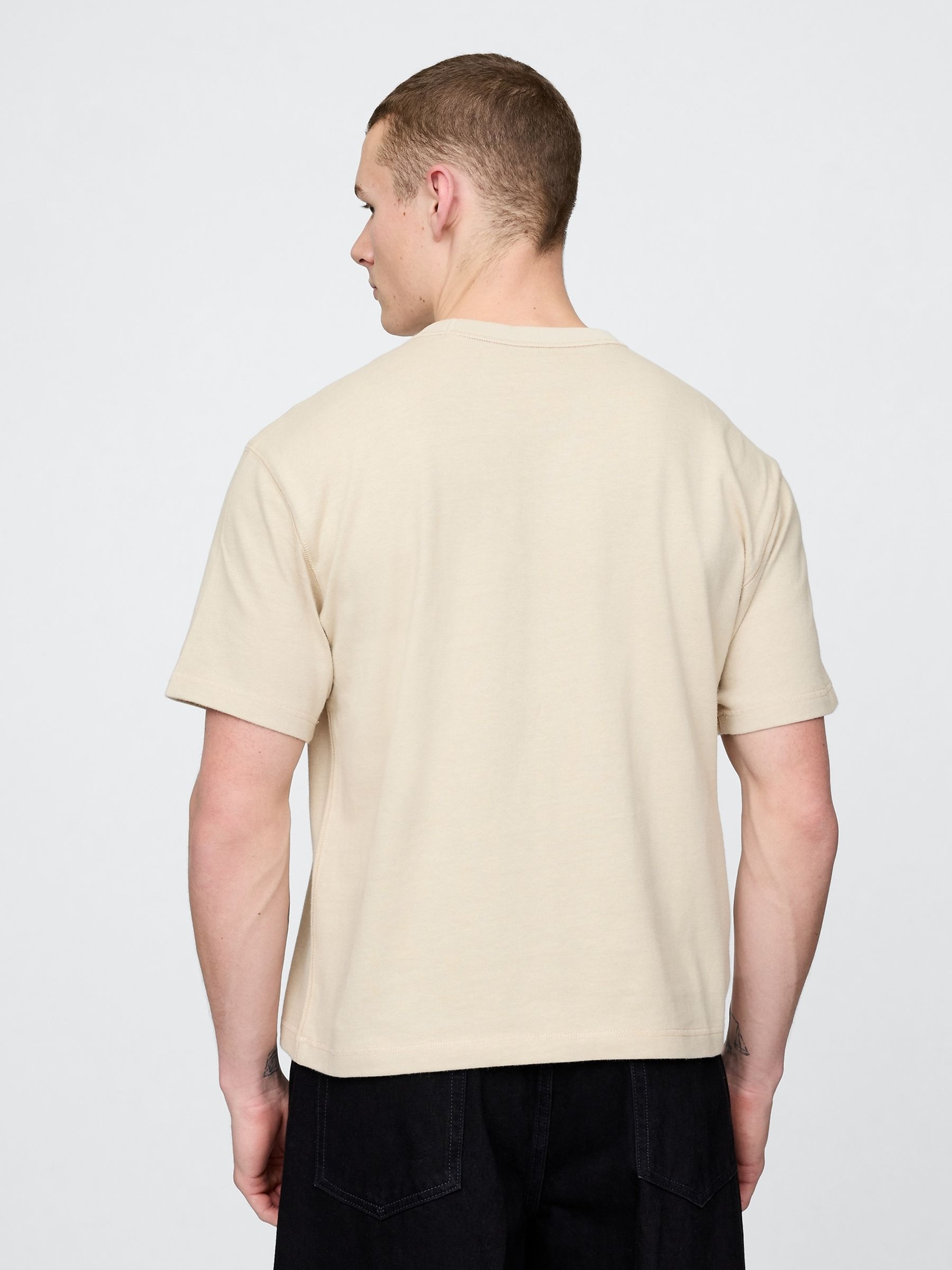 Beige Washed UltraSoft Heavyweight Boxy T-Shirt - Image 2 of 4