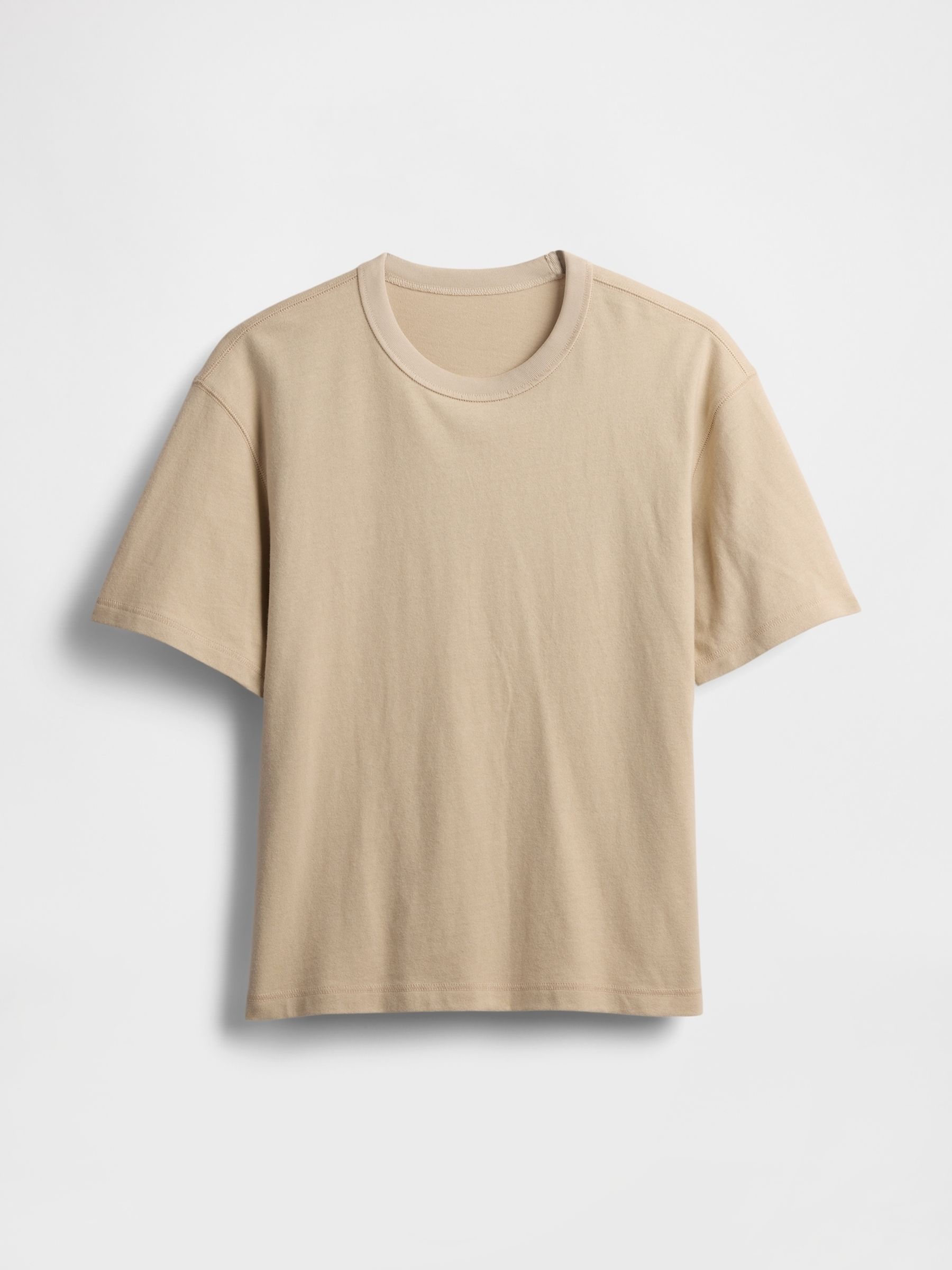 Beige Washed UltraSoft Heavyweight Boxy T-Shirt - Image 4 of 4