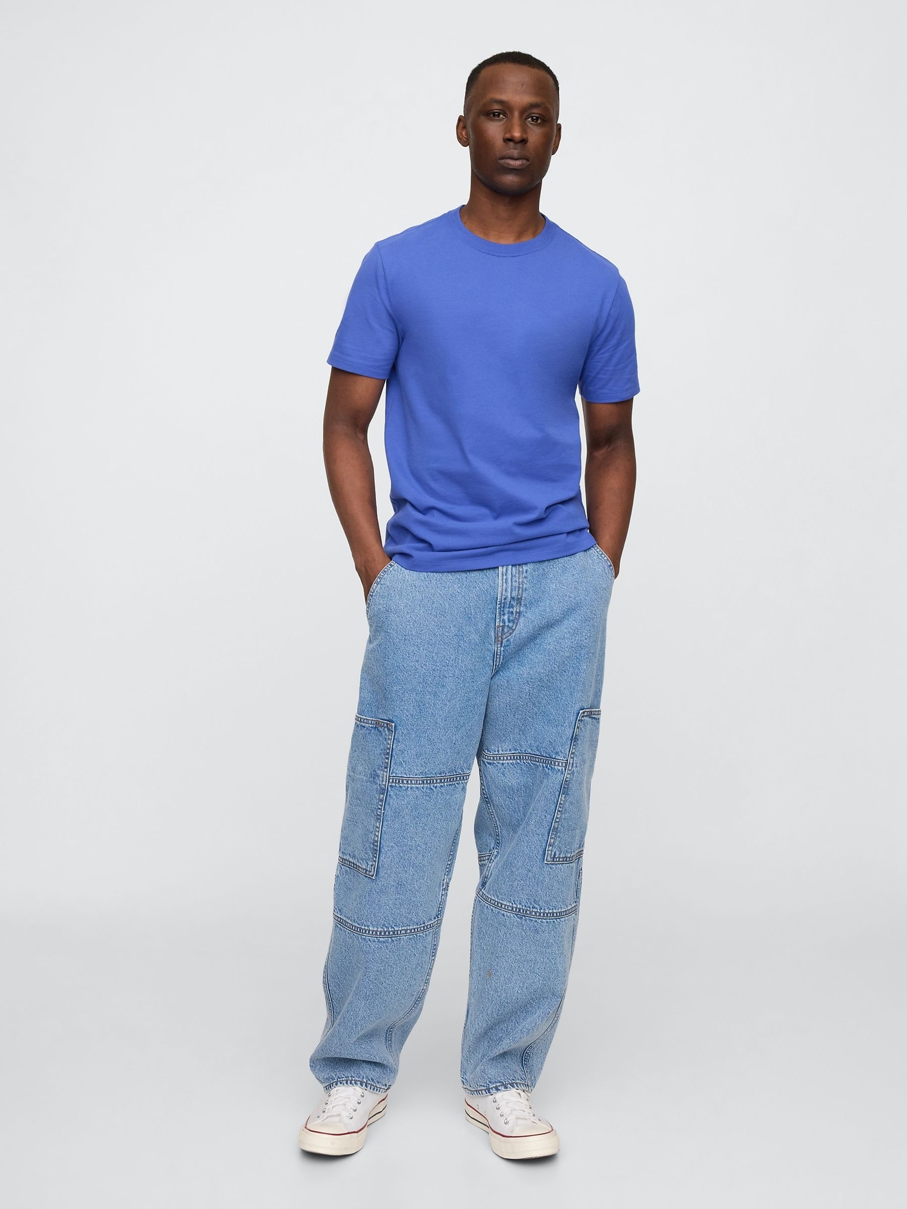 Blue Everyday 100% Cotton Crew Neck T-Shirt - Image 3 of 5