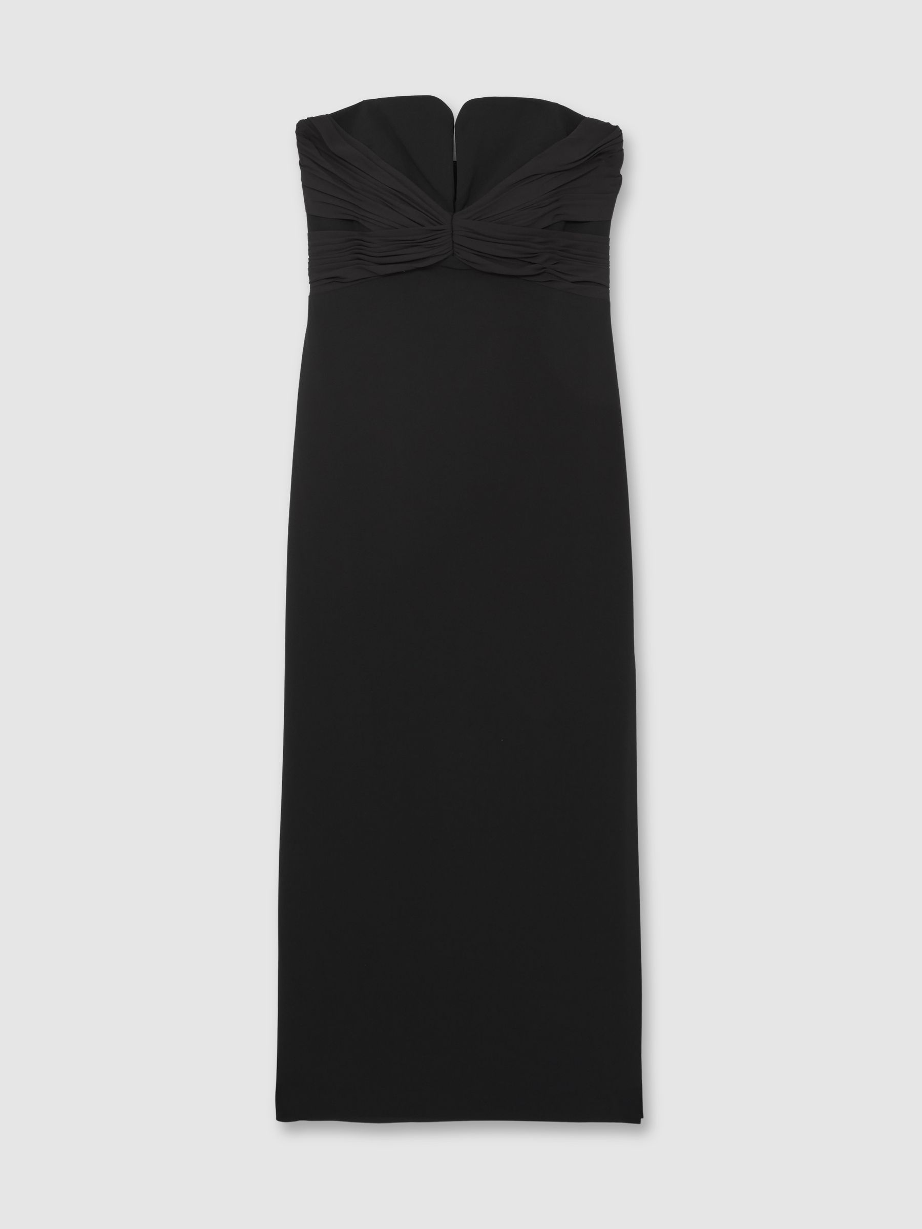 Halston Strapless Crepe Midi Dress in Black - Image 2 of 5