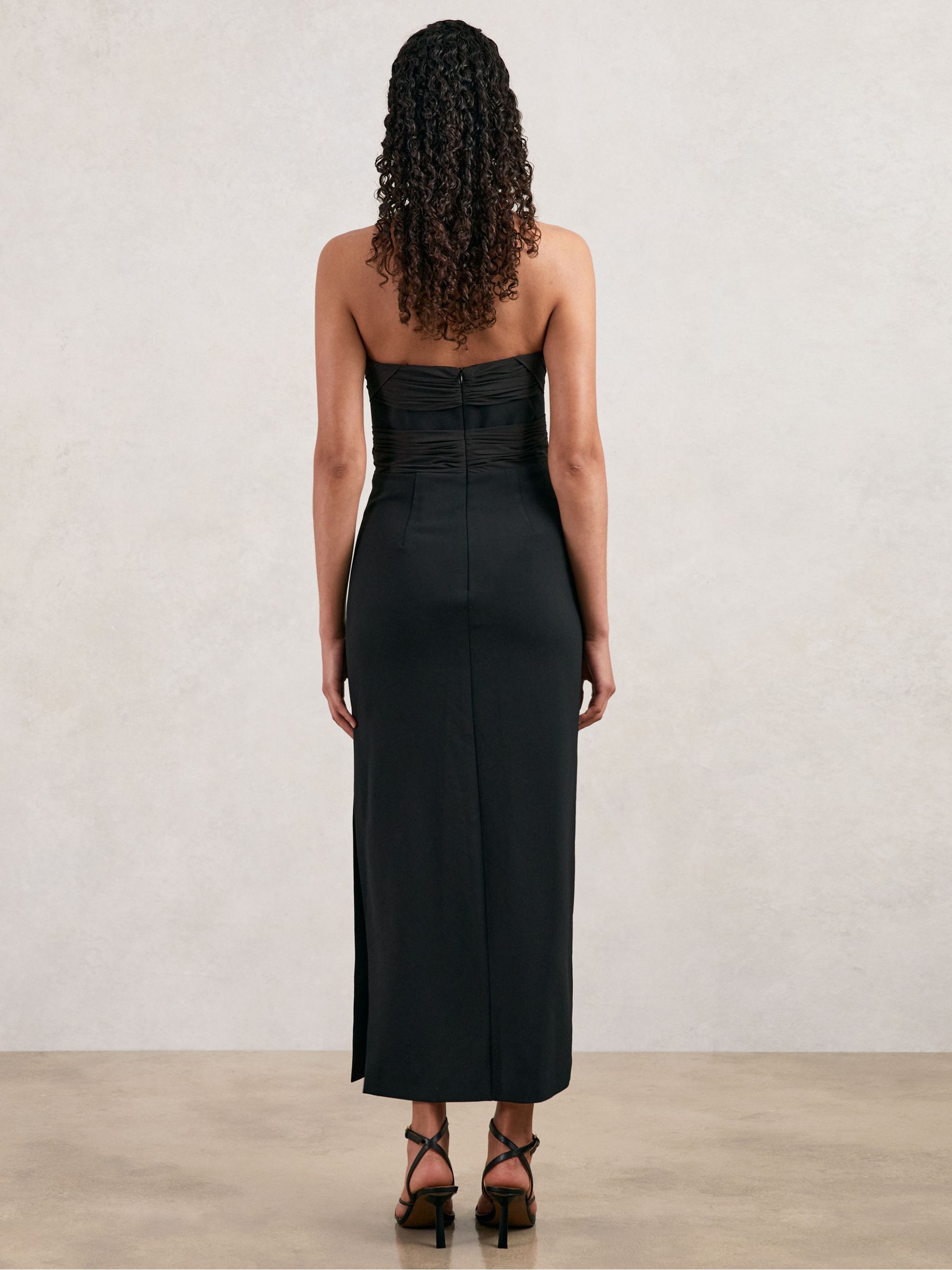 Halston Strapless Crepe Midi Dress in Black - Image 4 of 5