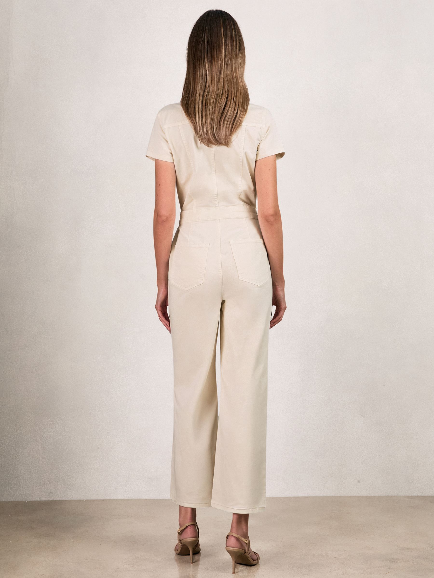 Good American Cotton Twill Jumpsuit with Stretch in Ecru - Image 4 of 5