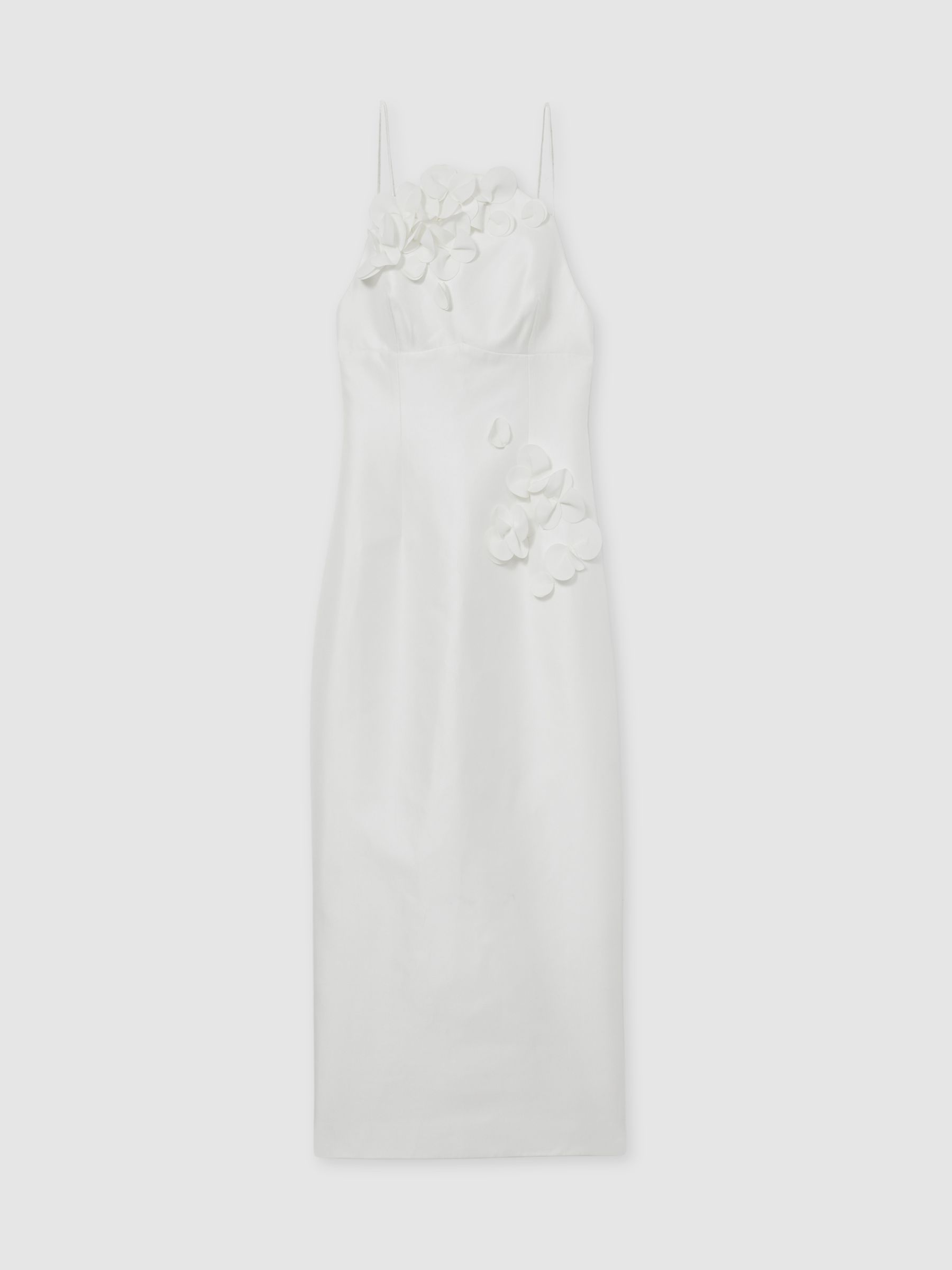 Acler Ivory Petal Detail Fitted Midi Dress in Ivory - Image 2 of 6