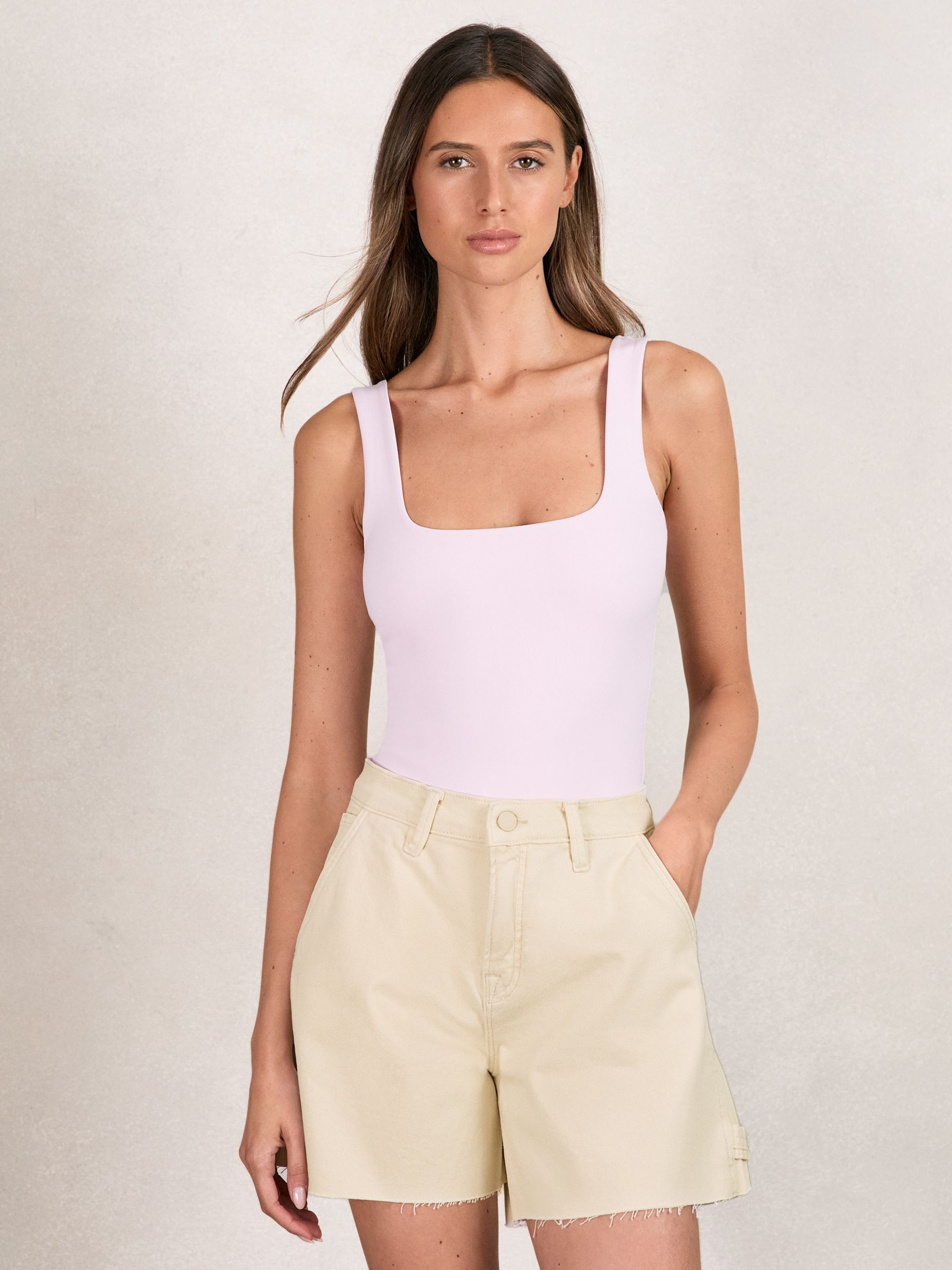 90S Long Shorts in Ecru - Image 1 of 5