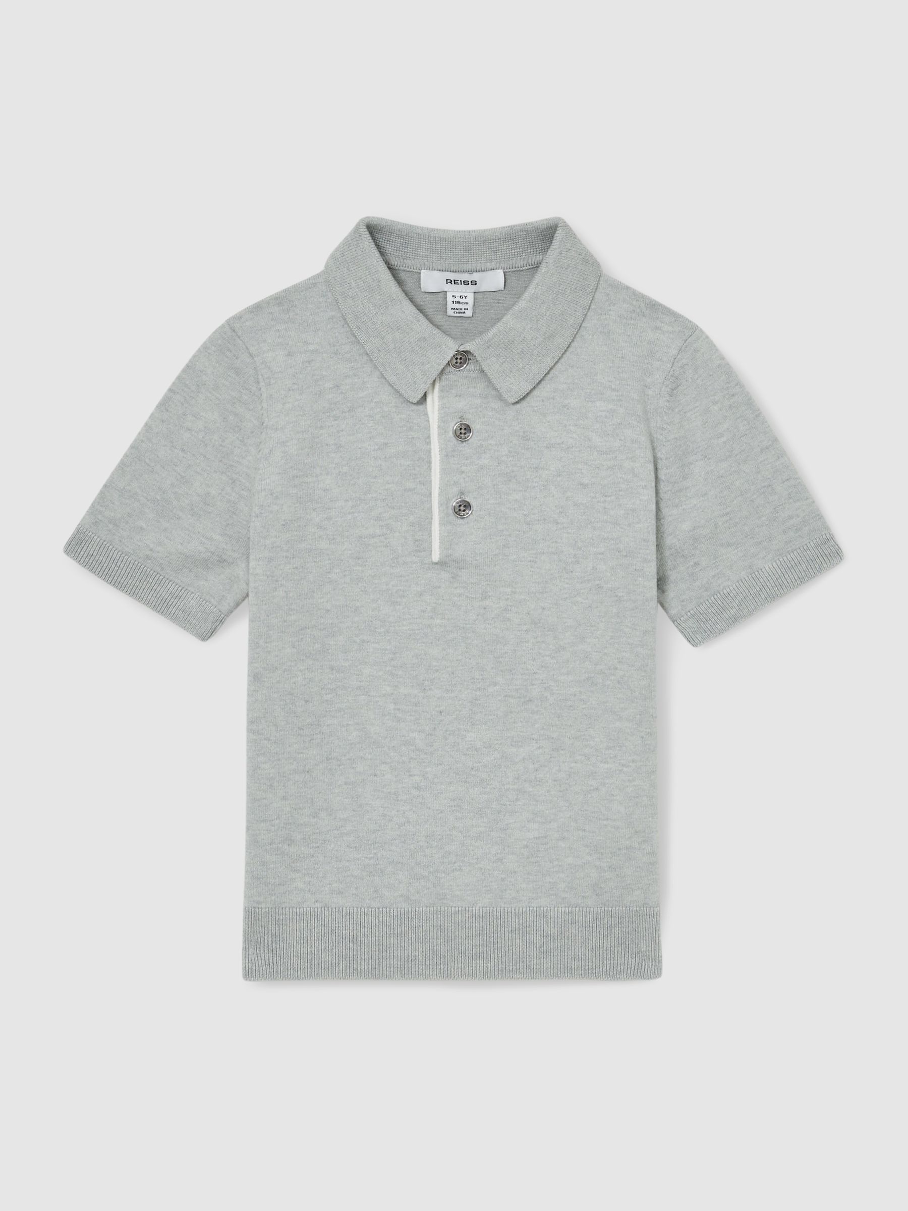 Contrast Placket Polo Shirt With Cotton in Washed Sage - Image 1 of 4