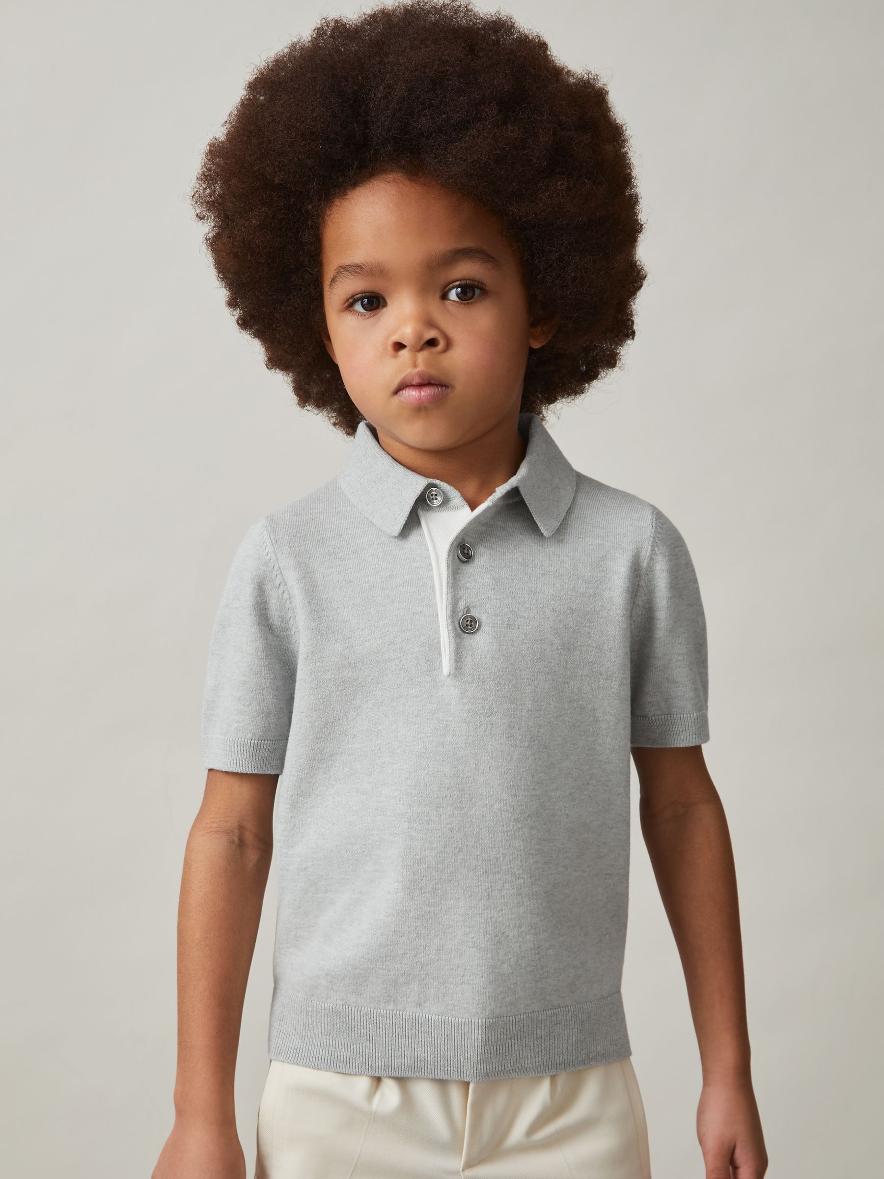 Contrast Placket Polo Shirt With Cotton in Washed Sage - Image 3 of 4