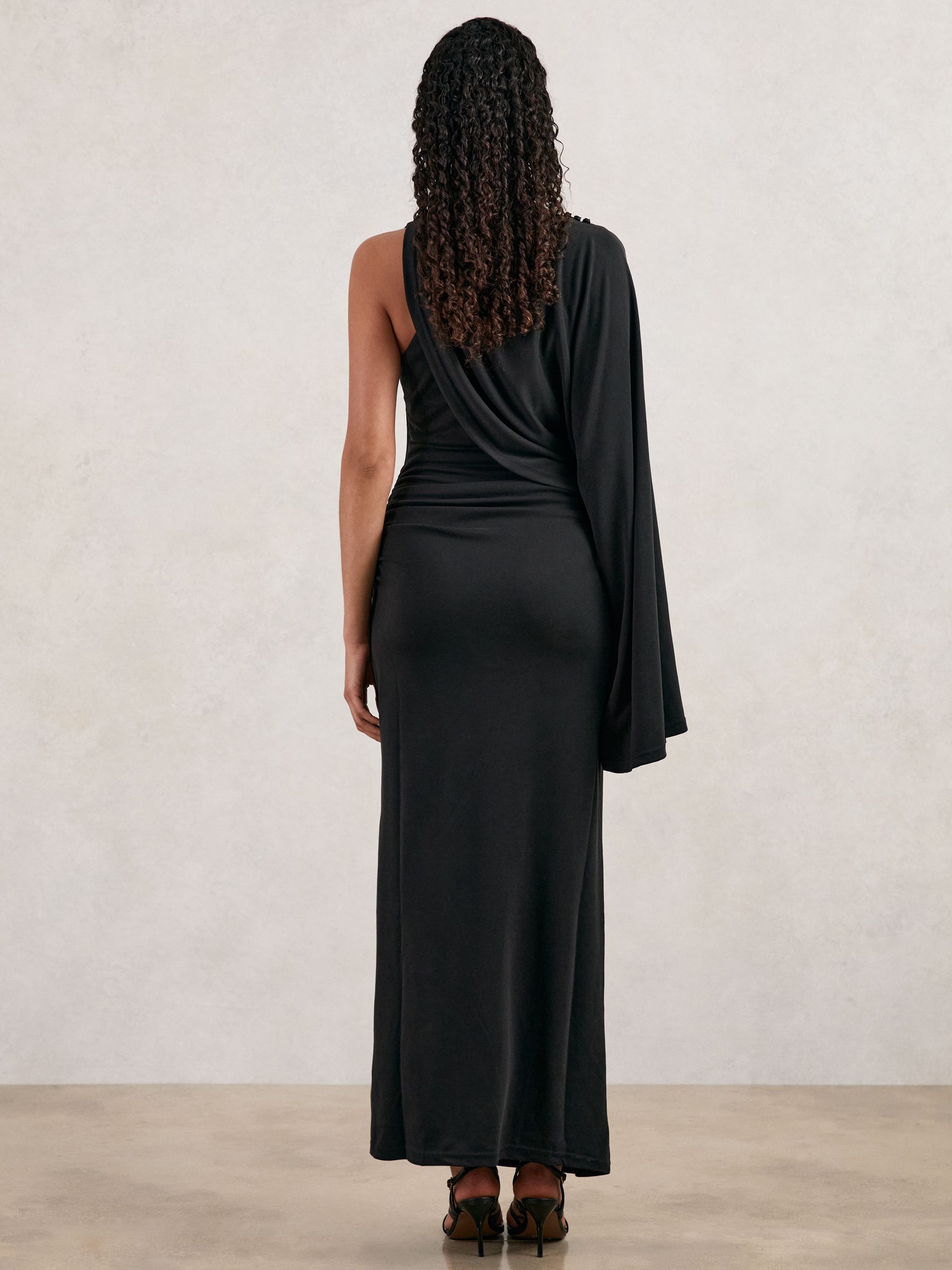 Acler Jersey Draped Midi Dress in Black - Image 5 of 6