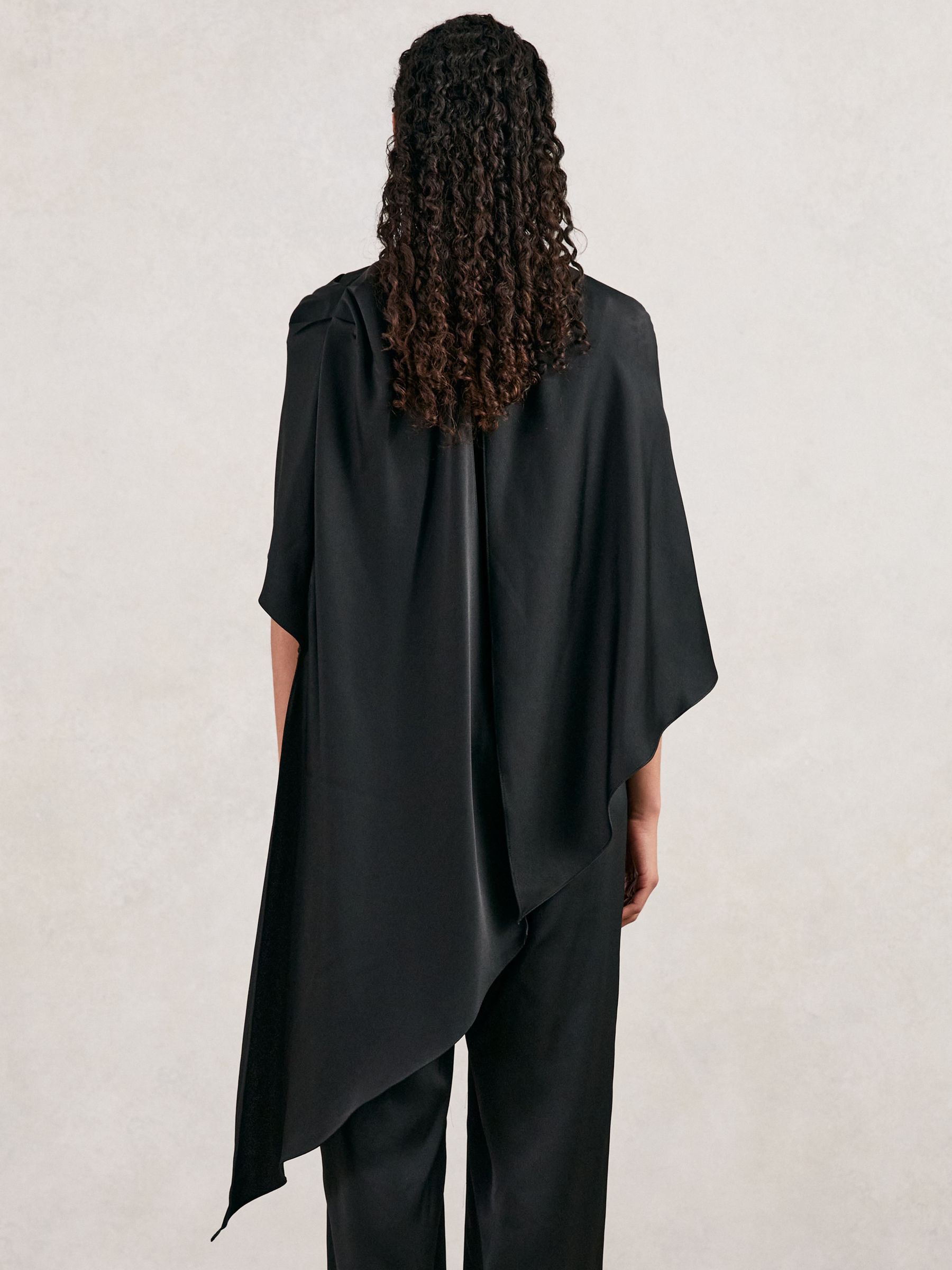 Halston Crepe Wide Leg Cape Jumpsuit in Black - Image 4 of 5