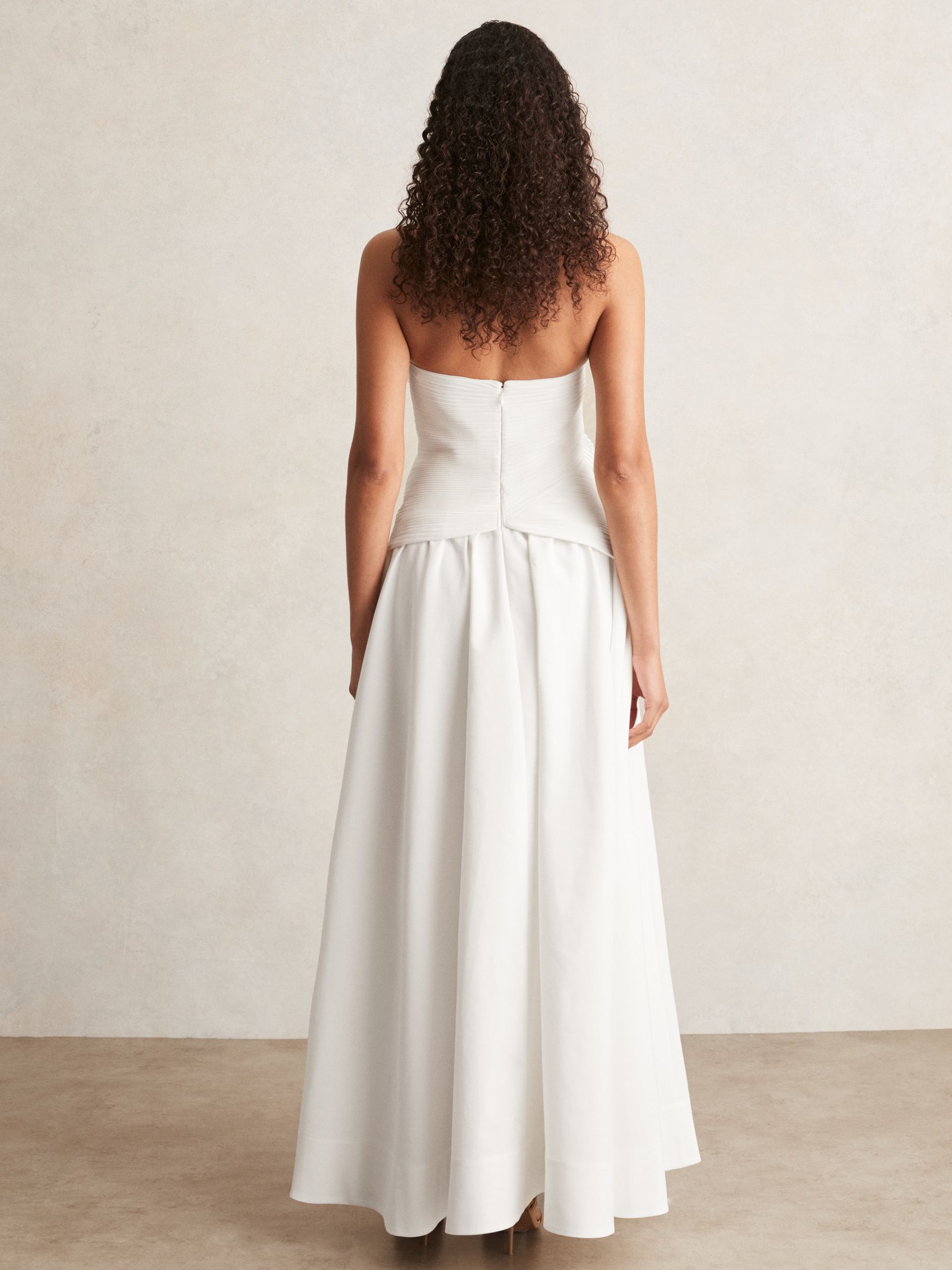 Acler Ivory Plissé Fan Strapless Maxi Dress in Ivory - Image 4 of 5