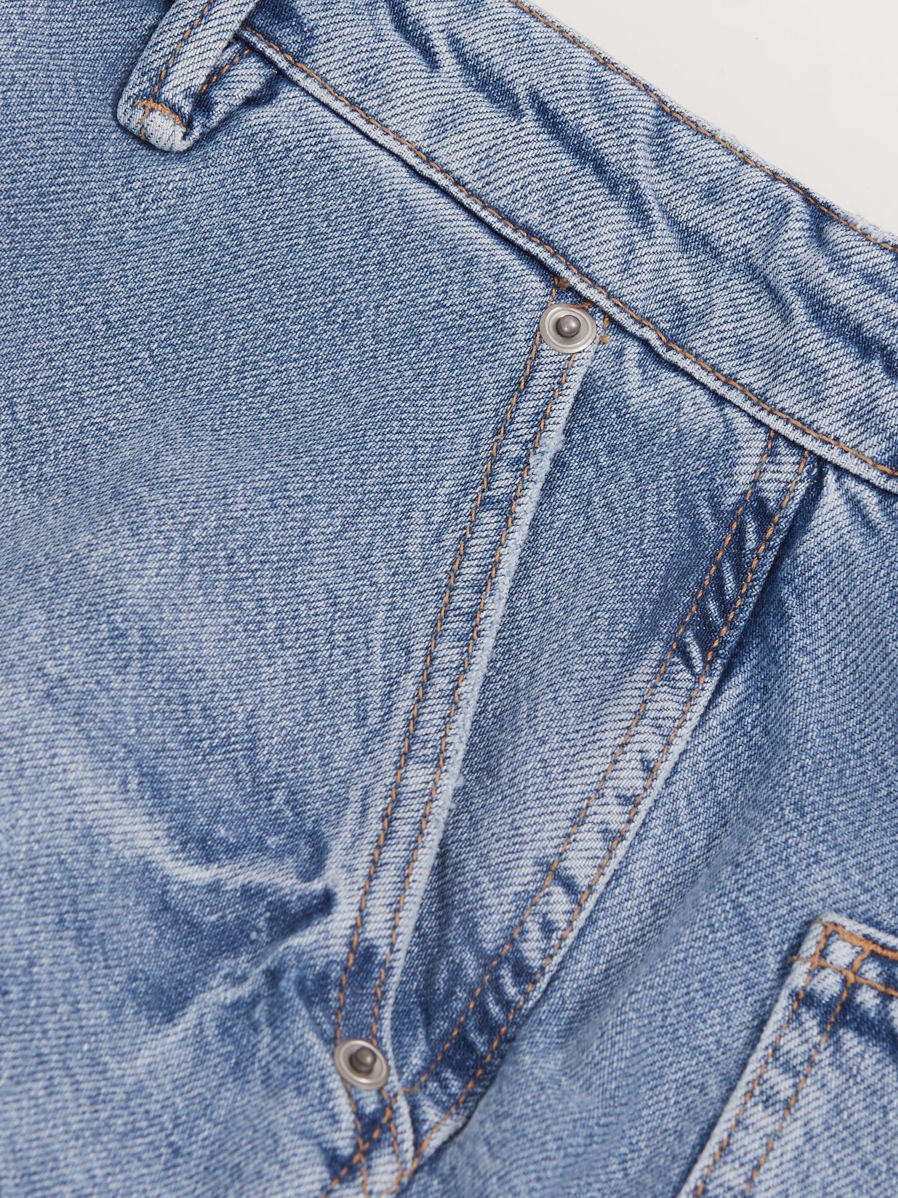 90S Long 100% Cotton Shorts in Indigo Blue - Image 5 of 5