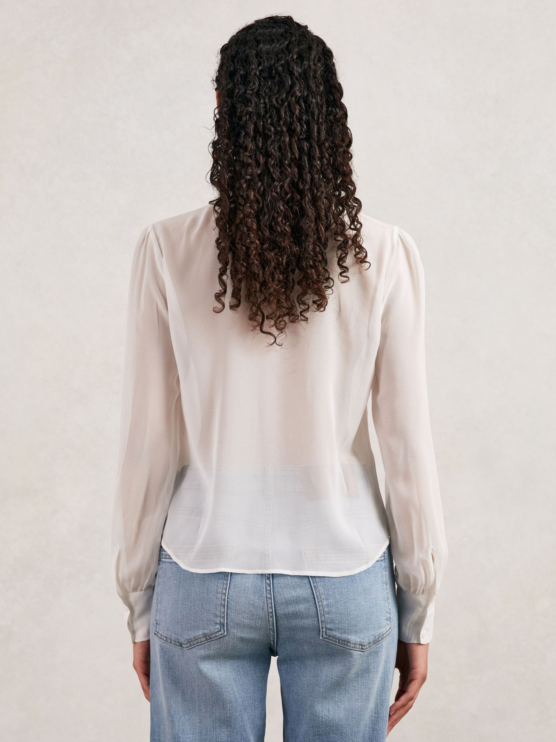 Paige Silk Georgette Ruffle Trim Shirt in White - Image 5 of 6
