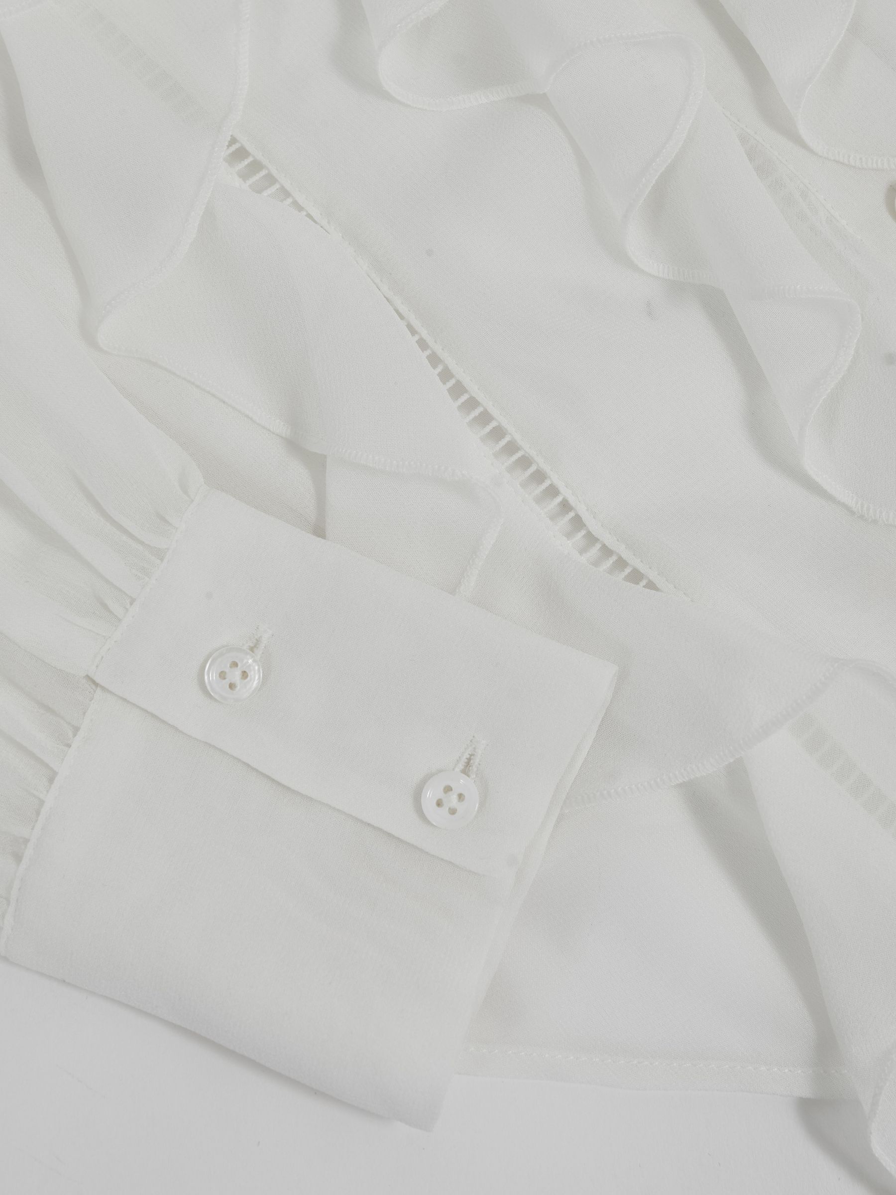 Paige Silk Georgette Ruffle Trim Shirt in White - Image 6 of 6