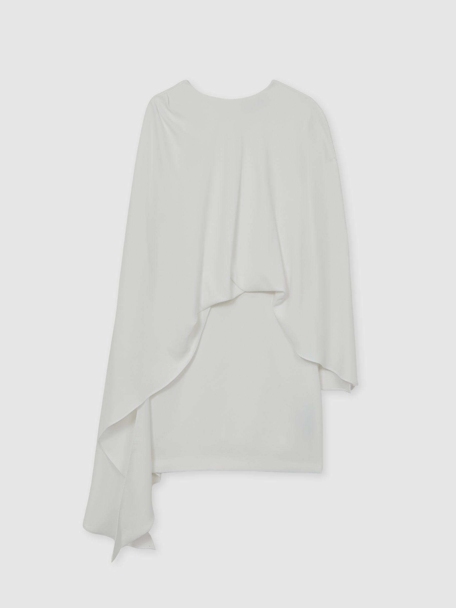 Halston Mini Ivory Asymmetric Cape Dress in Ivory - Image 2 of 6