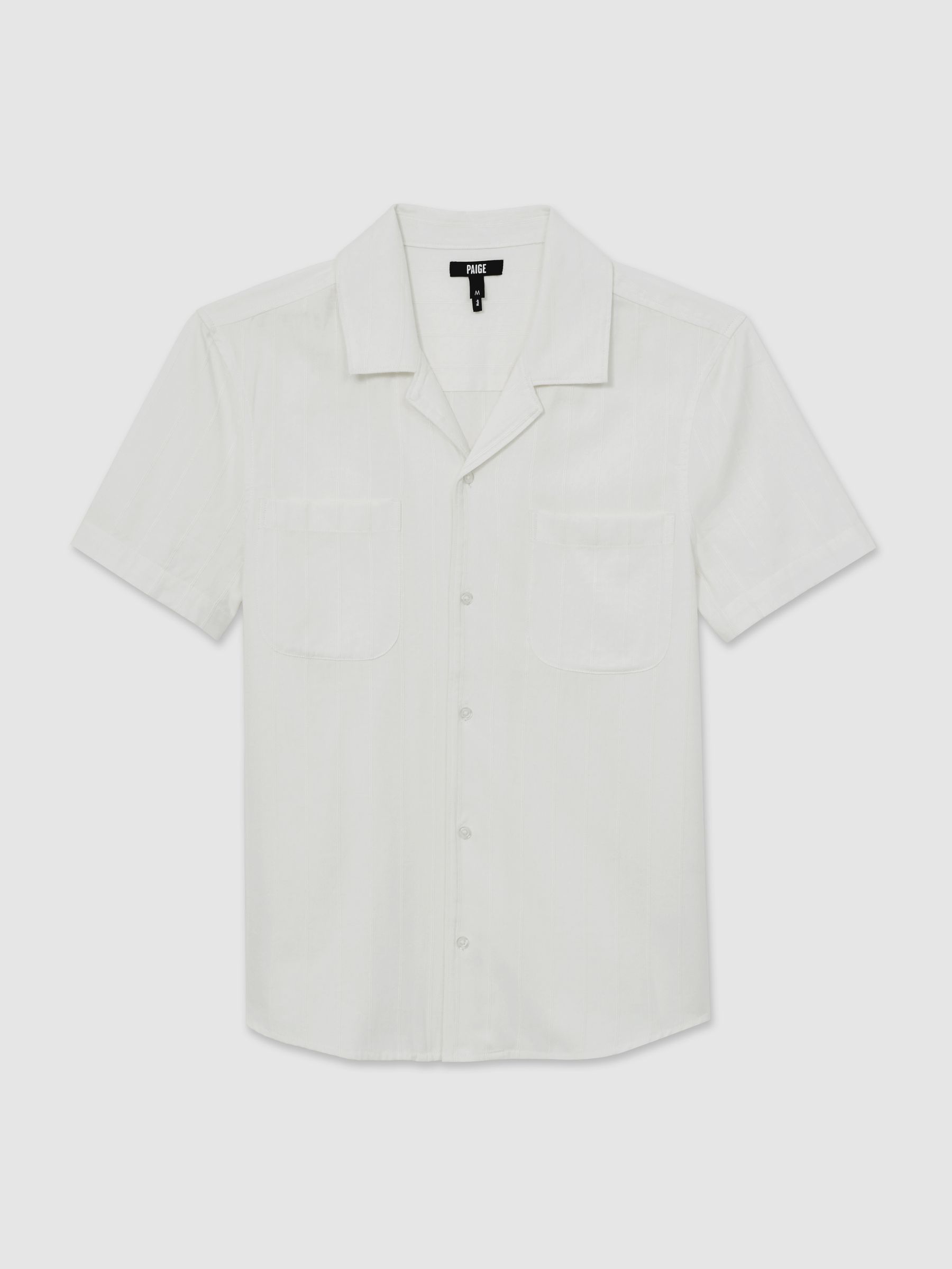Paige Tonal-Stripe Cuban-Collar Shirt in Ivory - Image 2 of 6