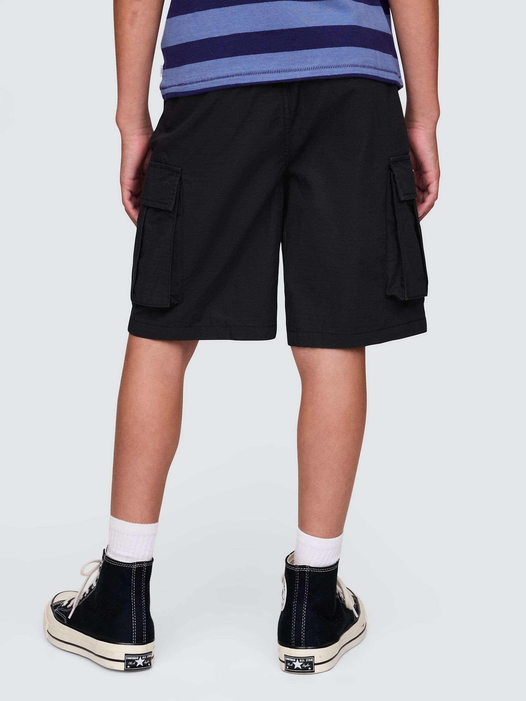 Black Ripstop Easy Cargo Shorts (4-13yrs) - Image 2 of 4