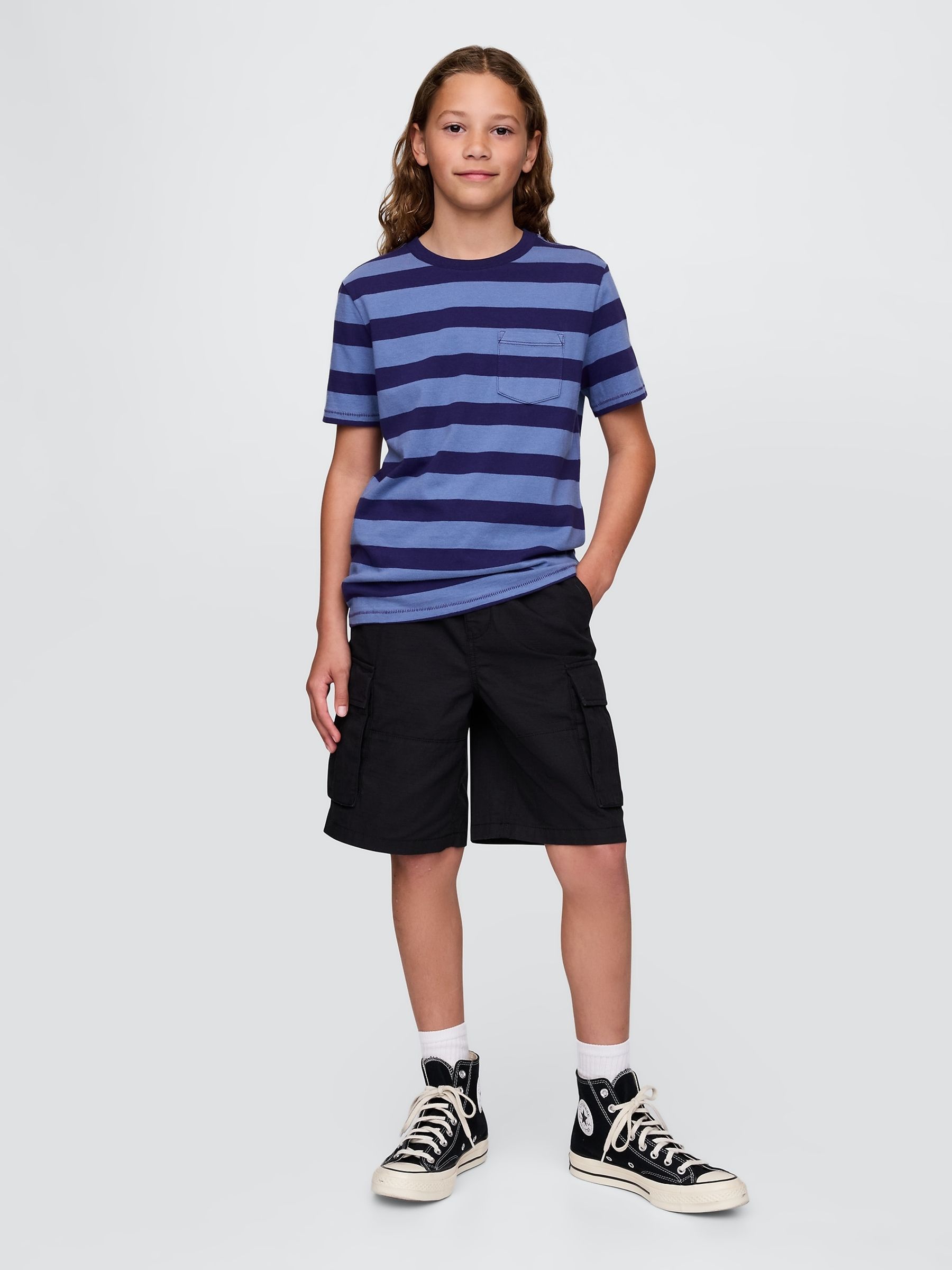 Black Ripstop Easy Cargo Shorts (4-13yrs) - Image 4 of 4