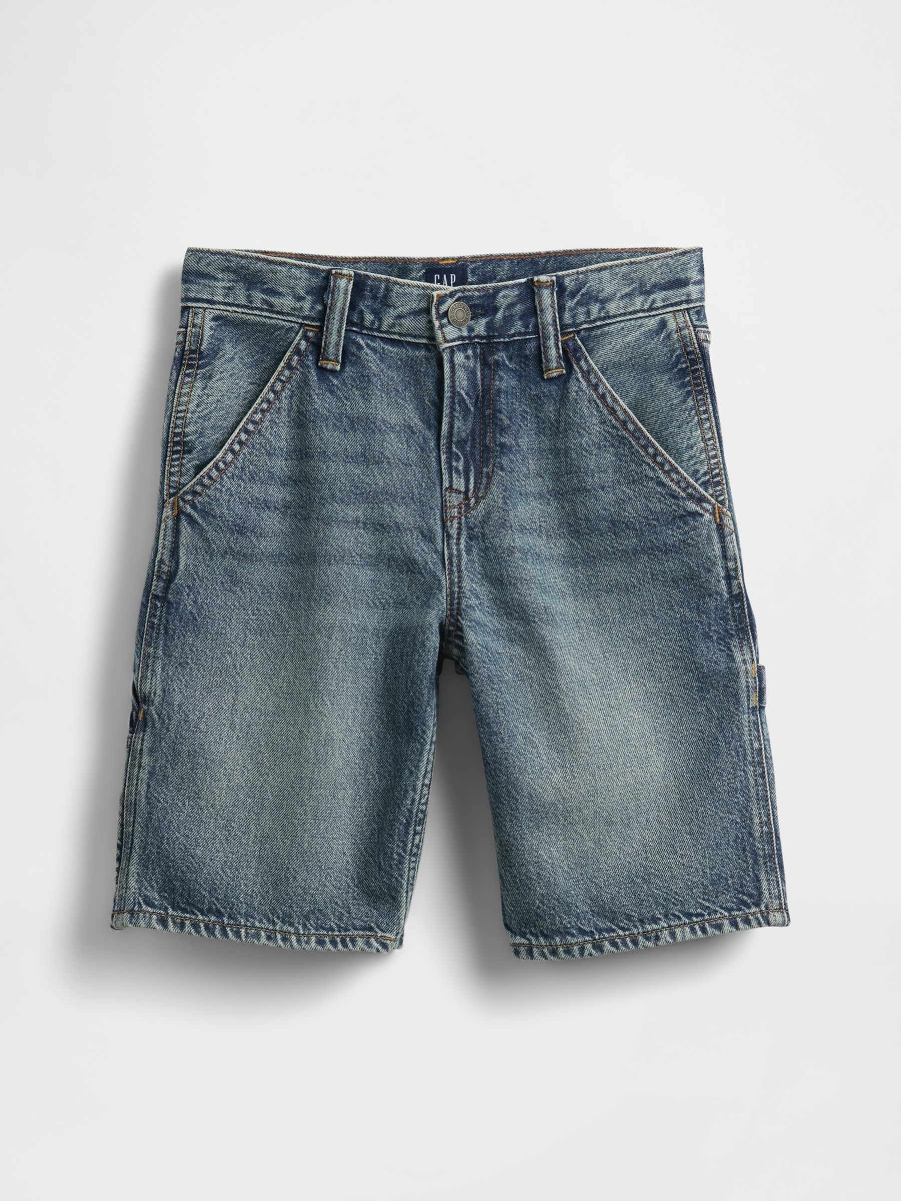 Blue UltraSoft 90s Loose Denim Carpenter Shorts (5-13yrs) - Image 4 of 5