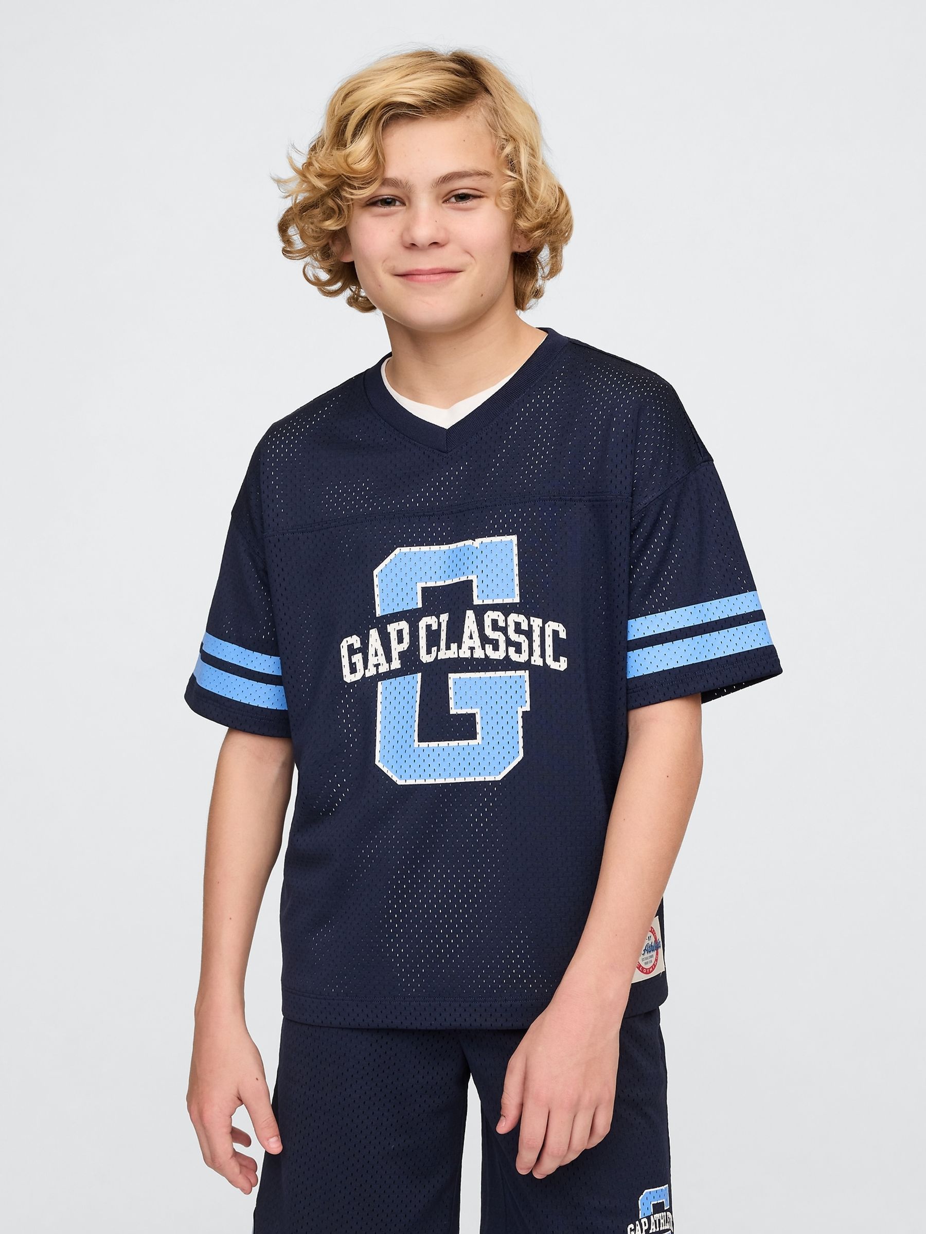 Navy Blue Tech Mesh Jersey T-Shirt (4-13yrs) - Image 1 of 6