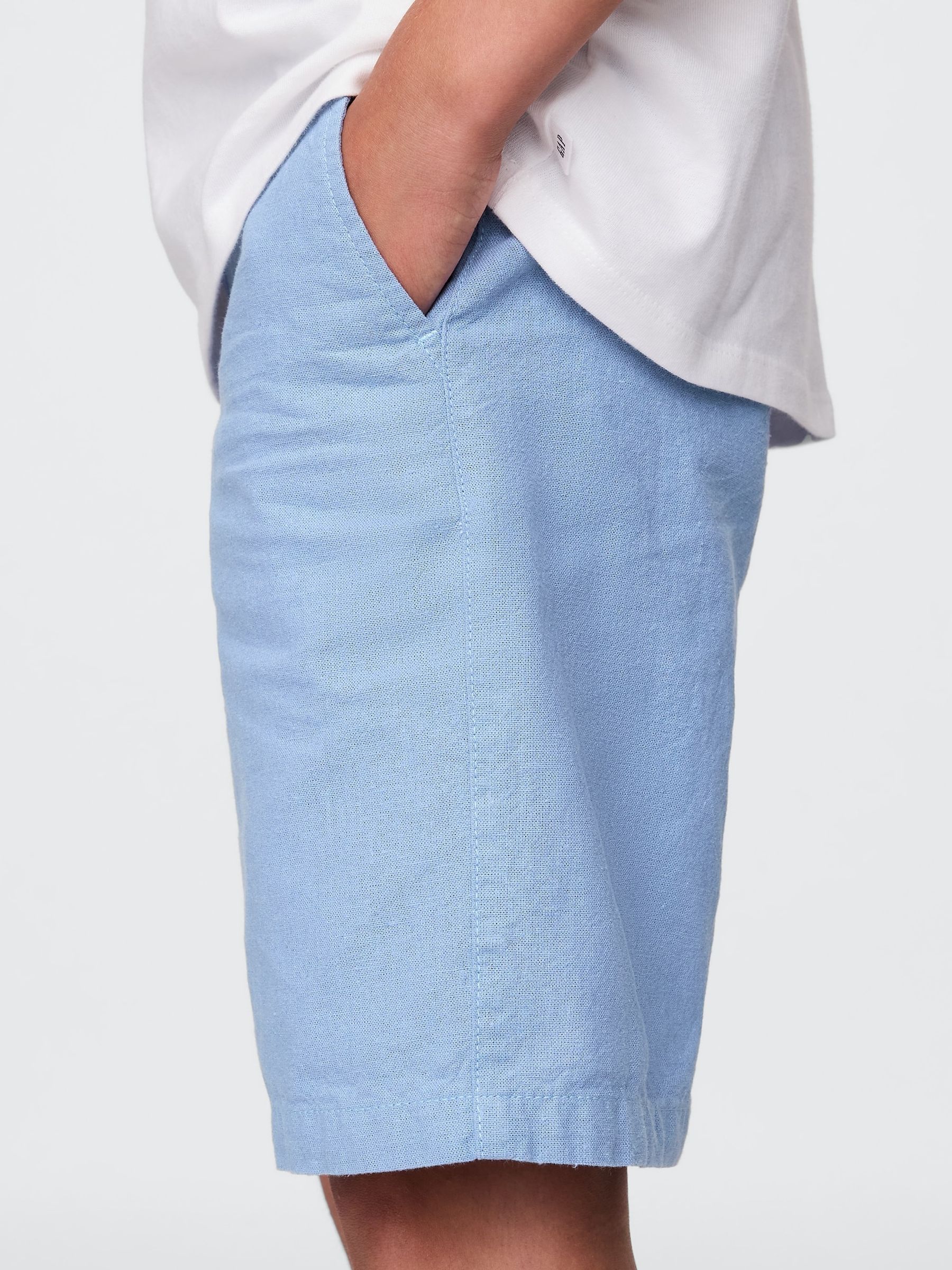 Blue Linen-Cotton Shorts (4-13yrs) - Image 4 of 5
