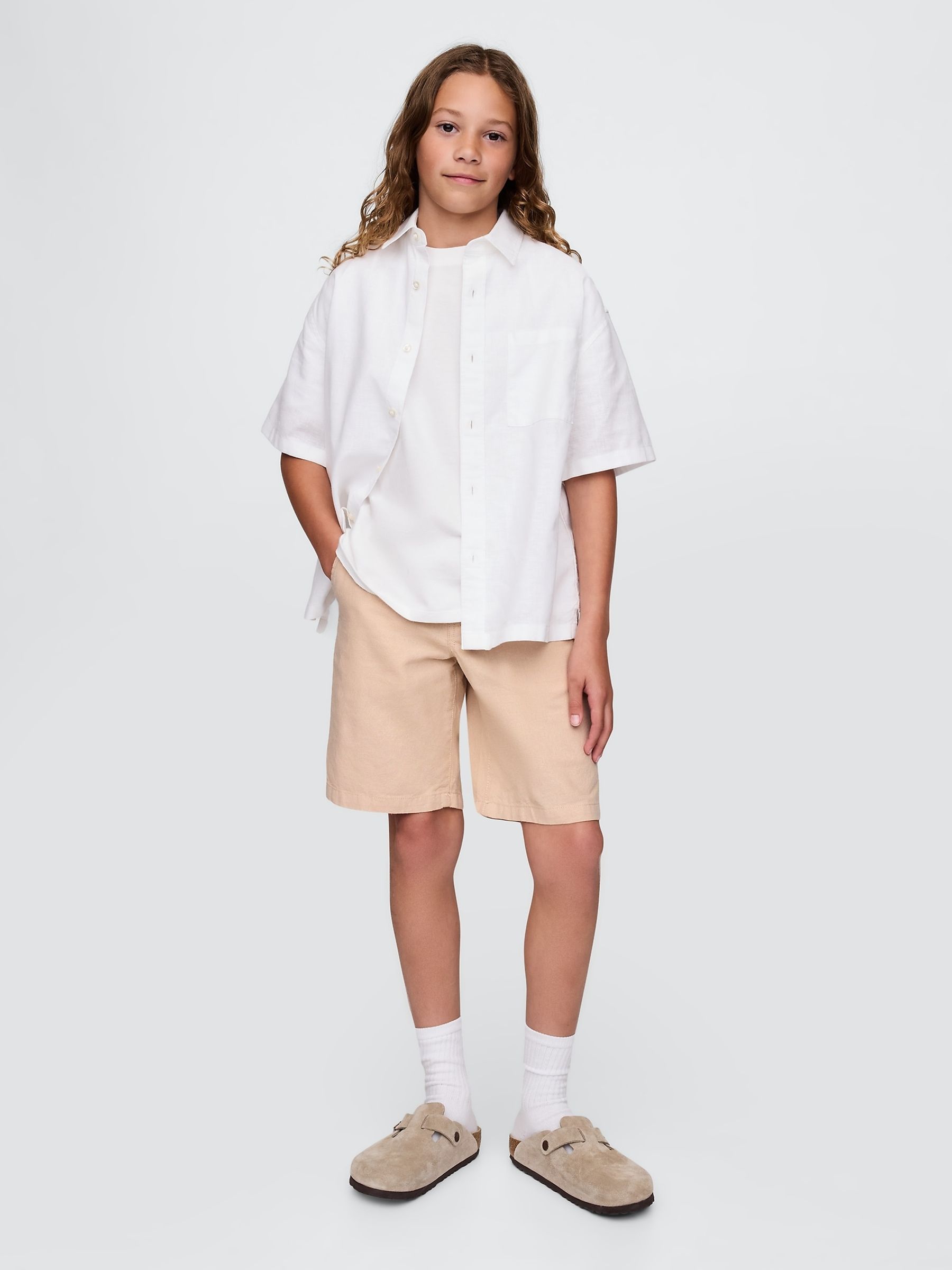 Beige Linen-Cotton Shorts (4-13yrs) - Image 3 of 5