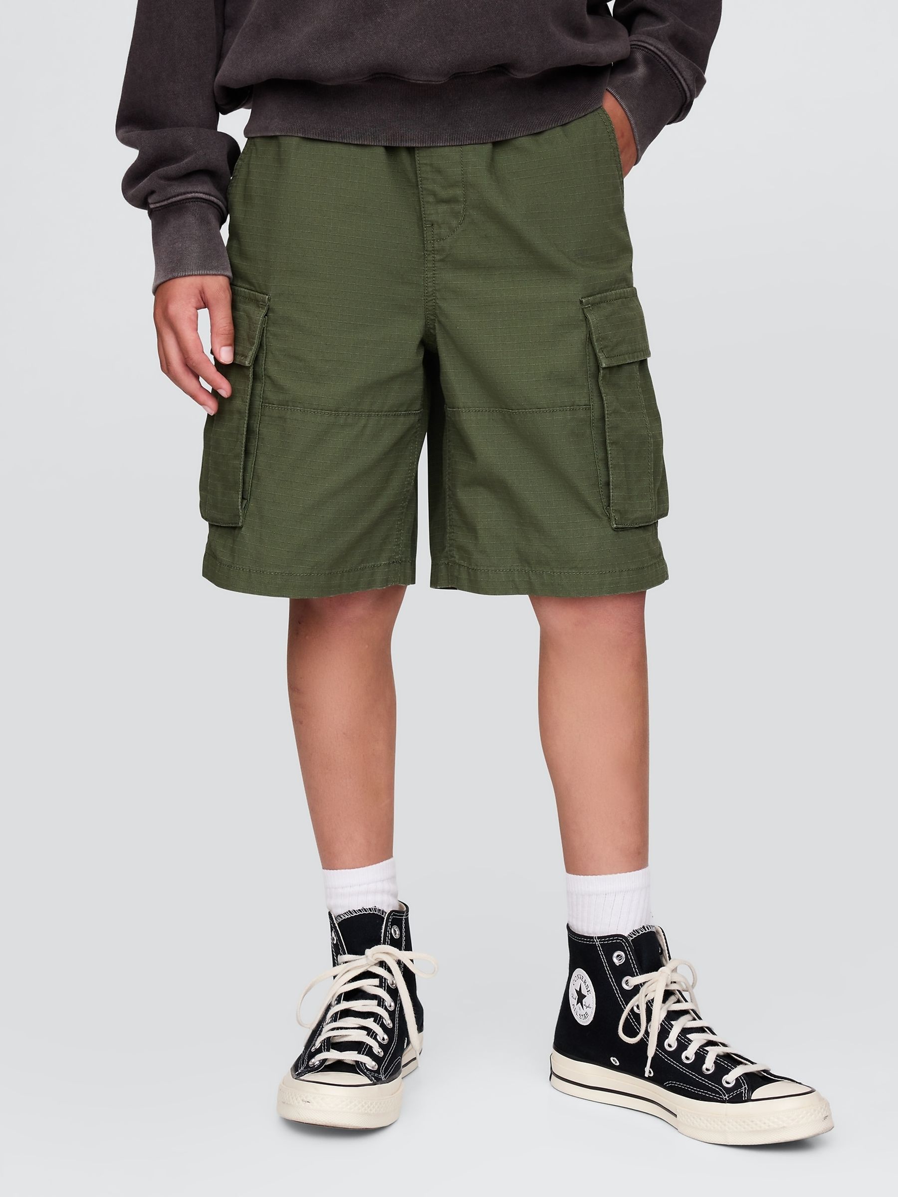Green Ripstop Easy Cargo Shorts (4-13yrs) - Image 1 of 2