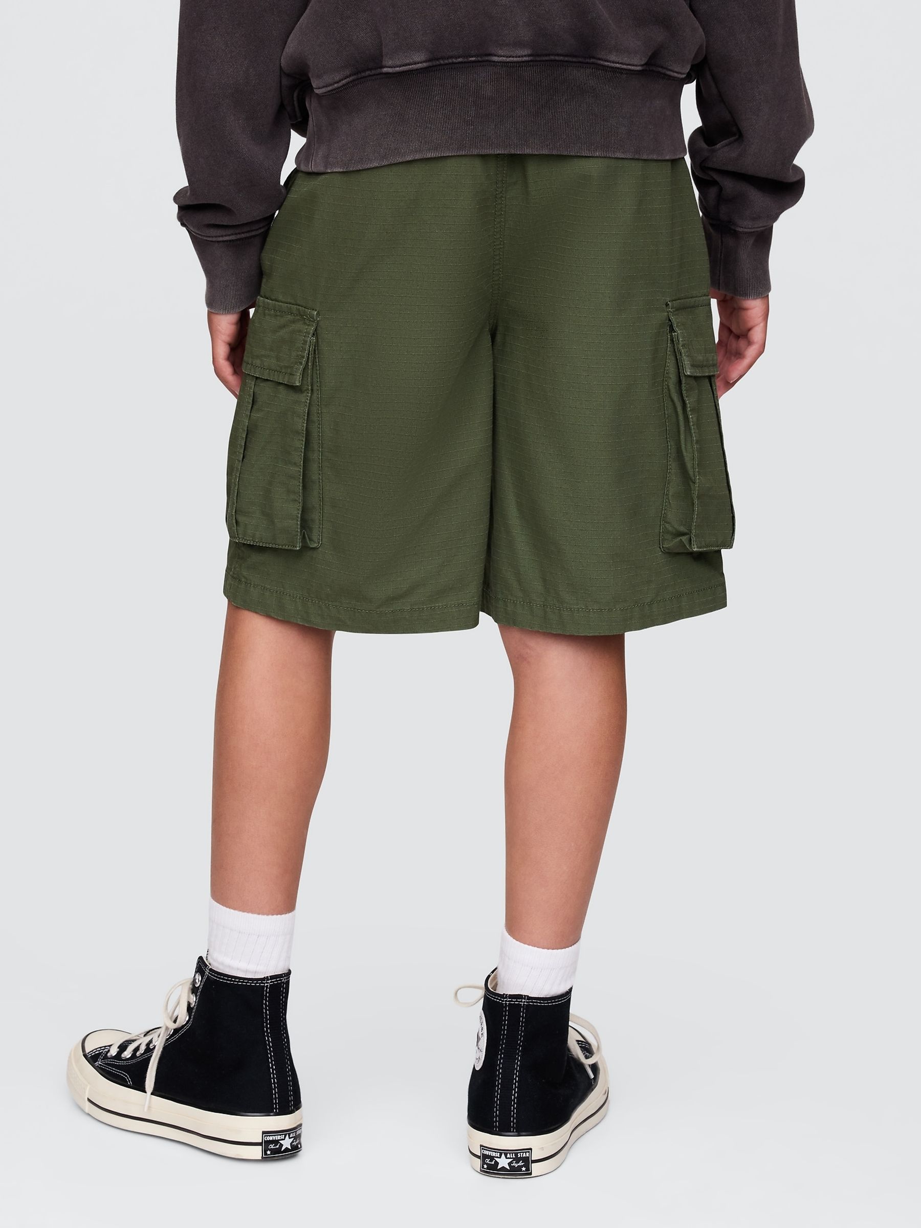 Green Ripstop Easy Cargo Shorts (4-13yrs) - Image 2 of 2