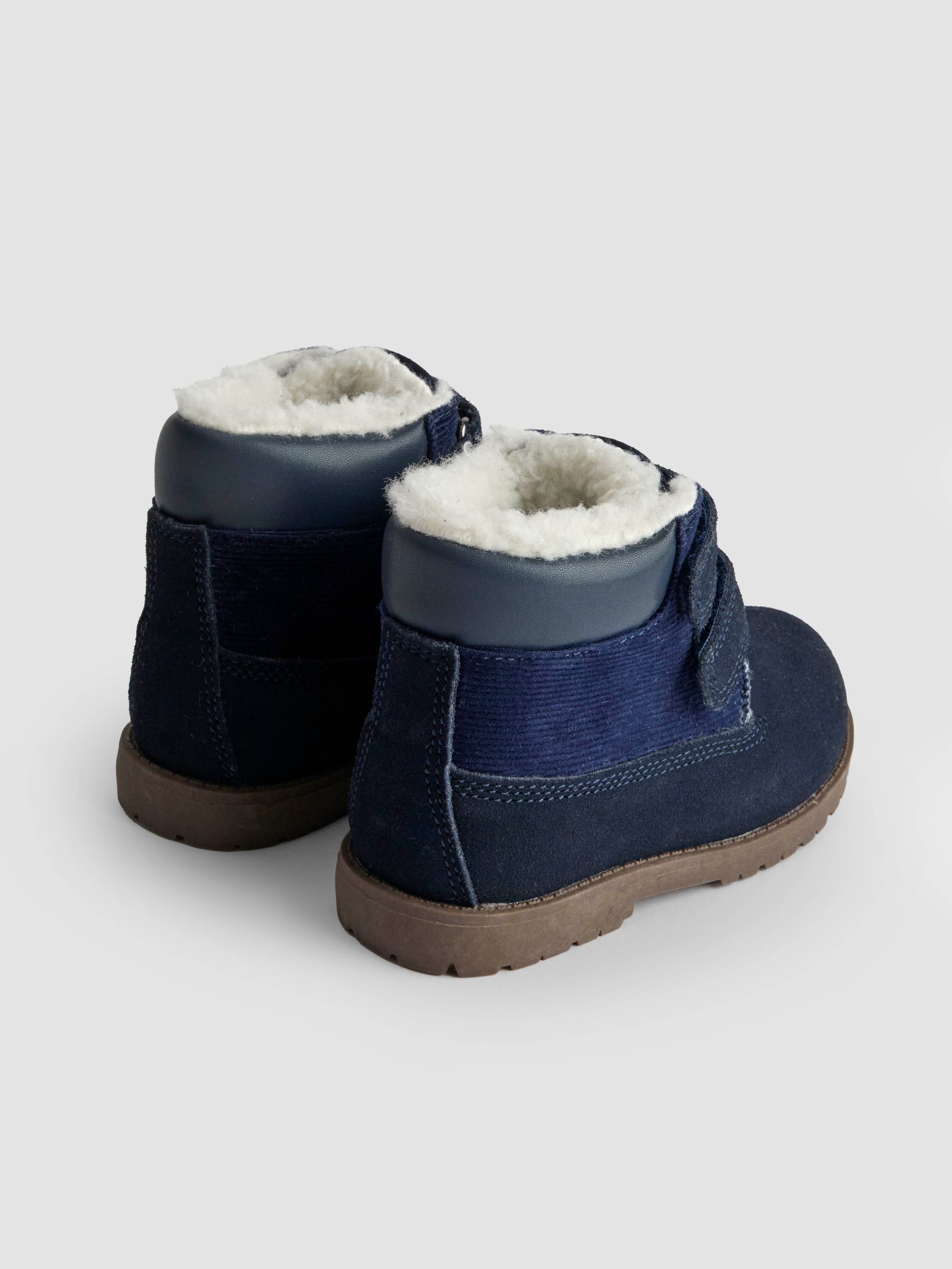 Navy Double Strap Cosy Lined Boots - Image 2 of 4