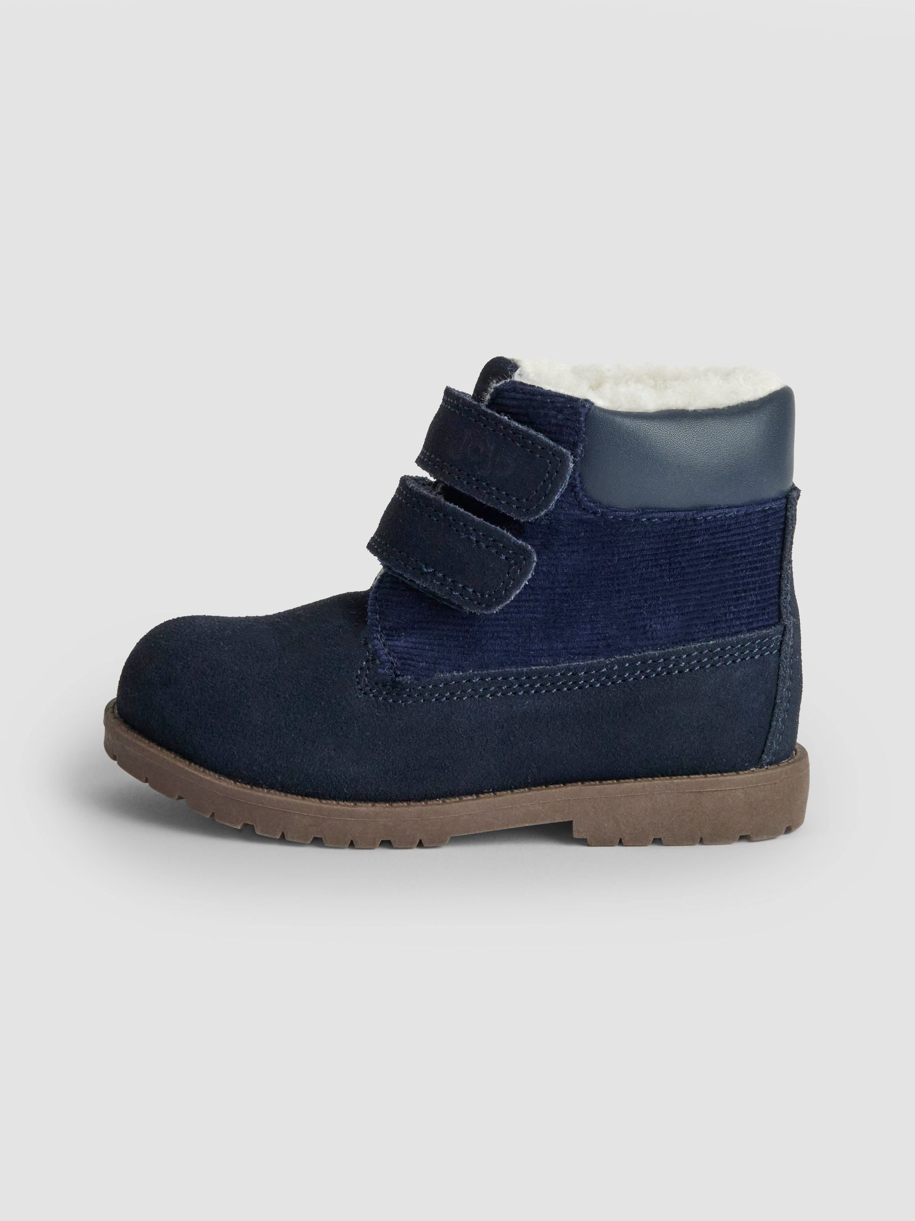 Navy Double Strap Cosy Lined Boots - Image 3 of 4