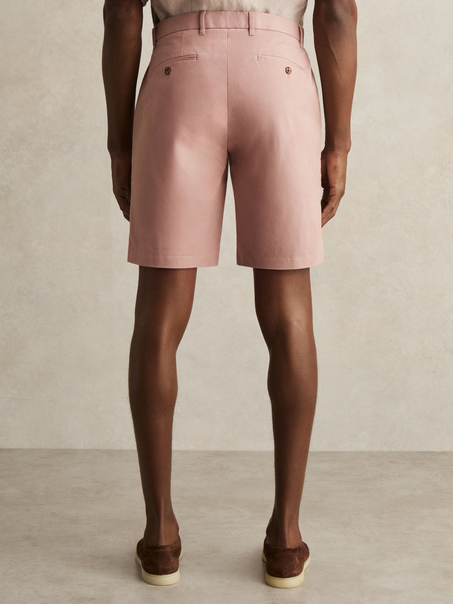 Cotton Chino Shorts with Stretch in Rose Pink - Image 3 of 6