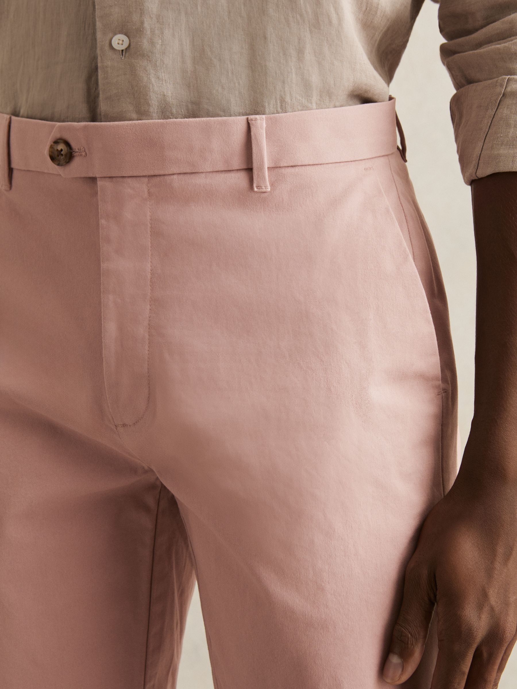 Cotton Chino Shorts with Stretch in Rose Pink - Image 4 of 6