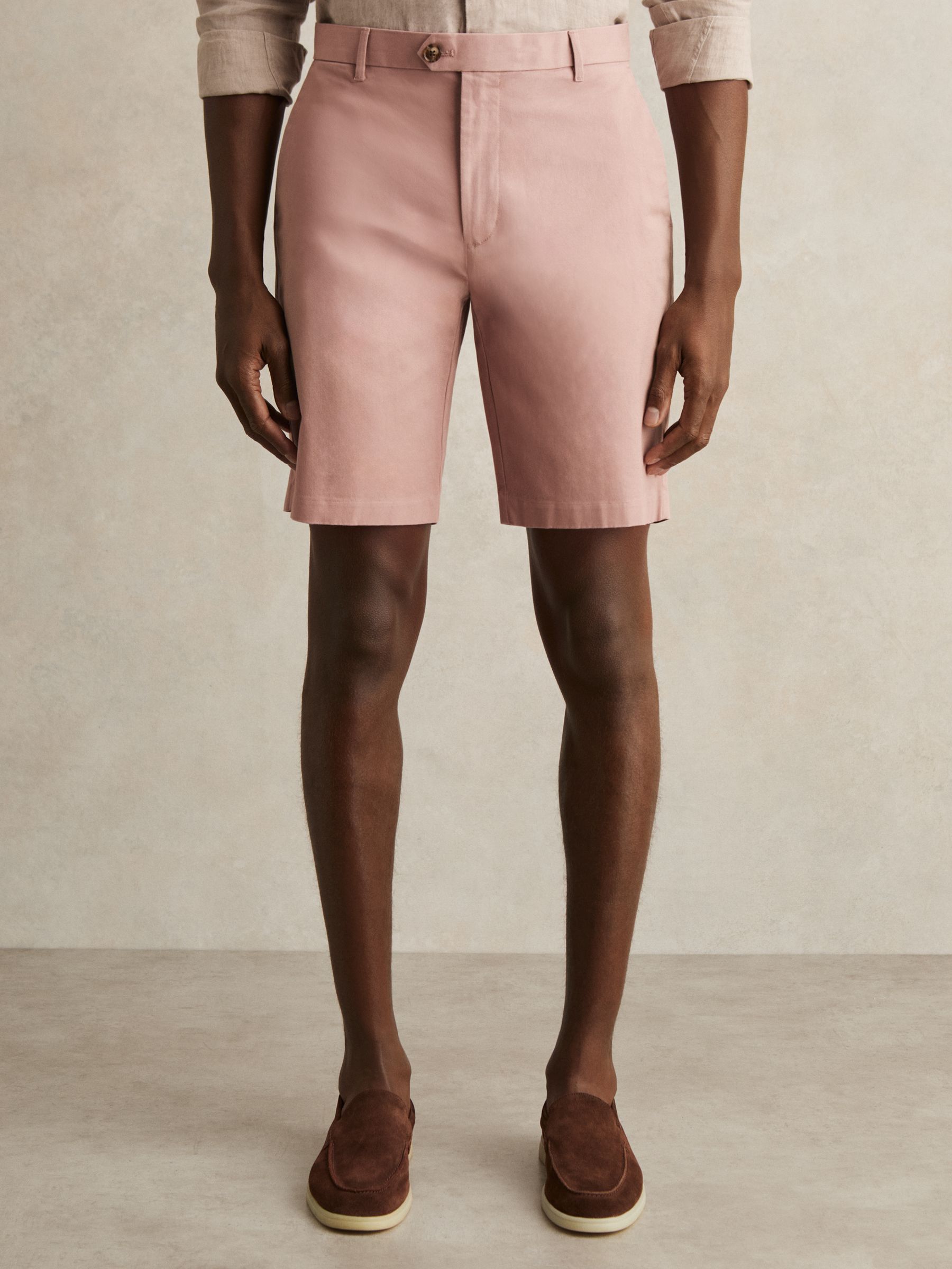 Cotton Chino Shorts with Stretch in Rose Pink - Image 5 of 6