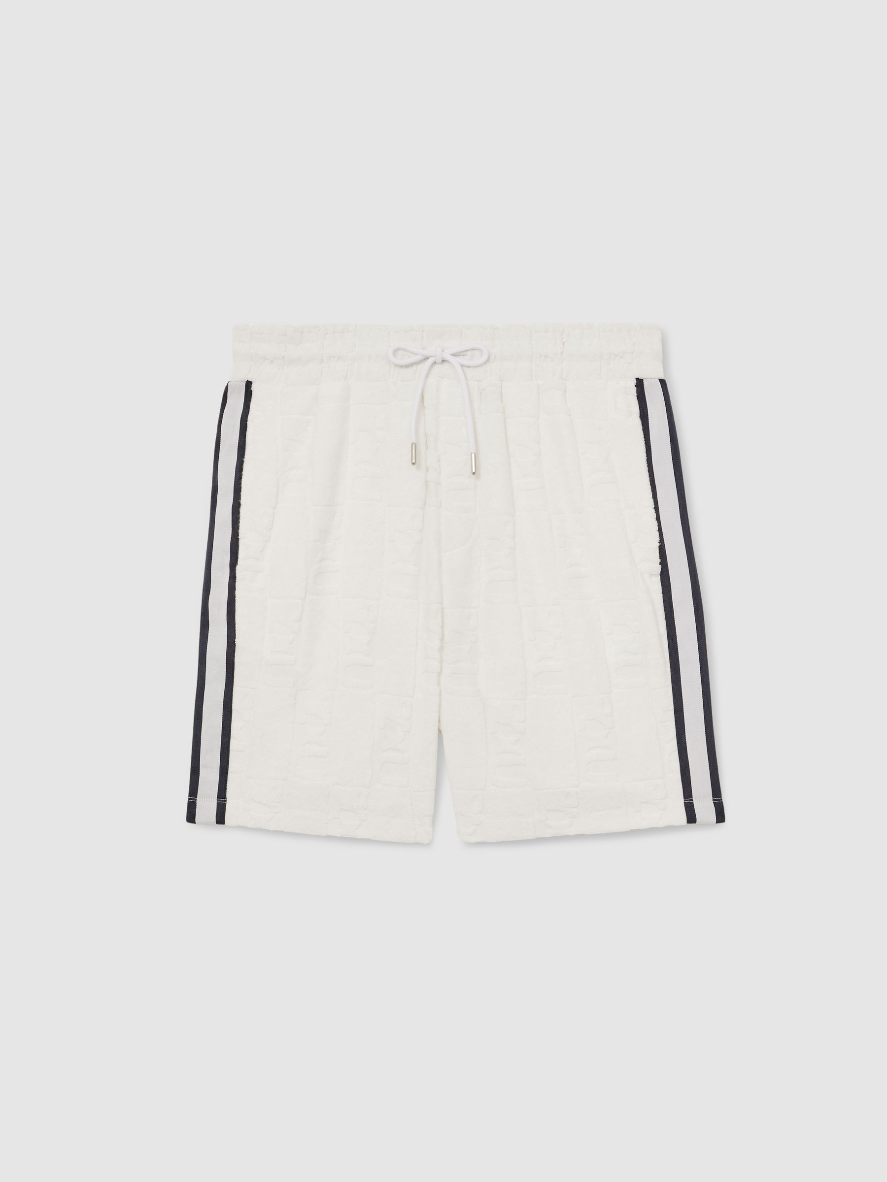 Reiss | Ché Towelling Monogram Shorts in White - Image 2 of 6