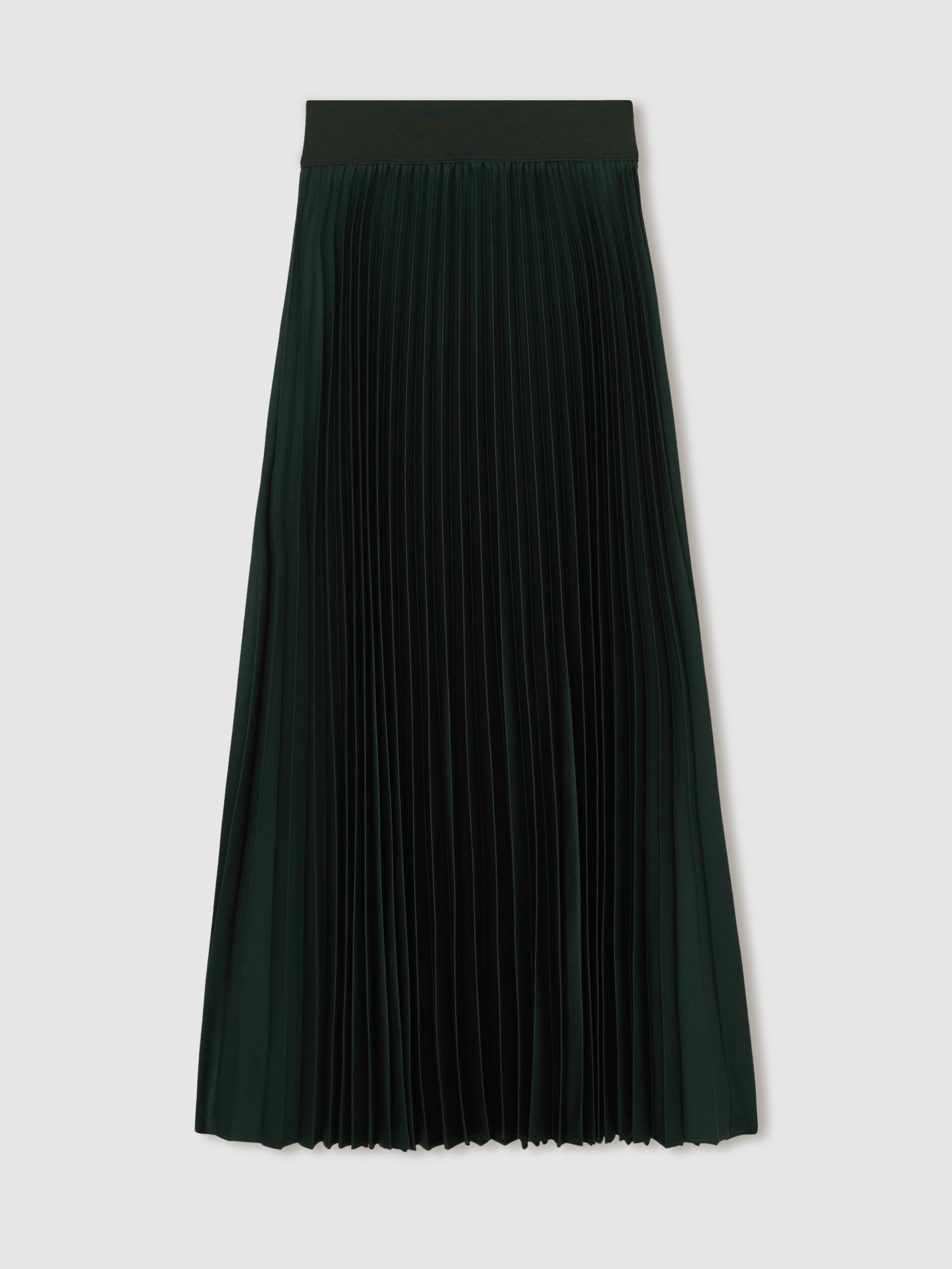 Pleated Midi Skirt in Dark Green - image 1