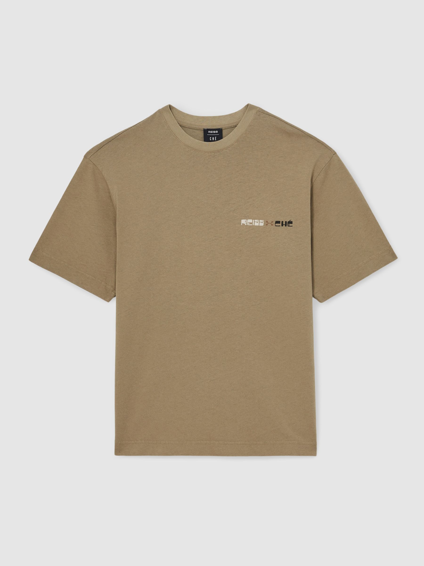 Reiss | Ché Cotton-Linen Sunset T-Shirt in Sage Green - Image 2 of 7