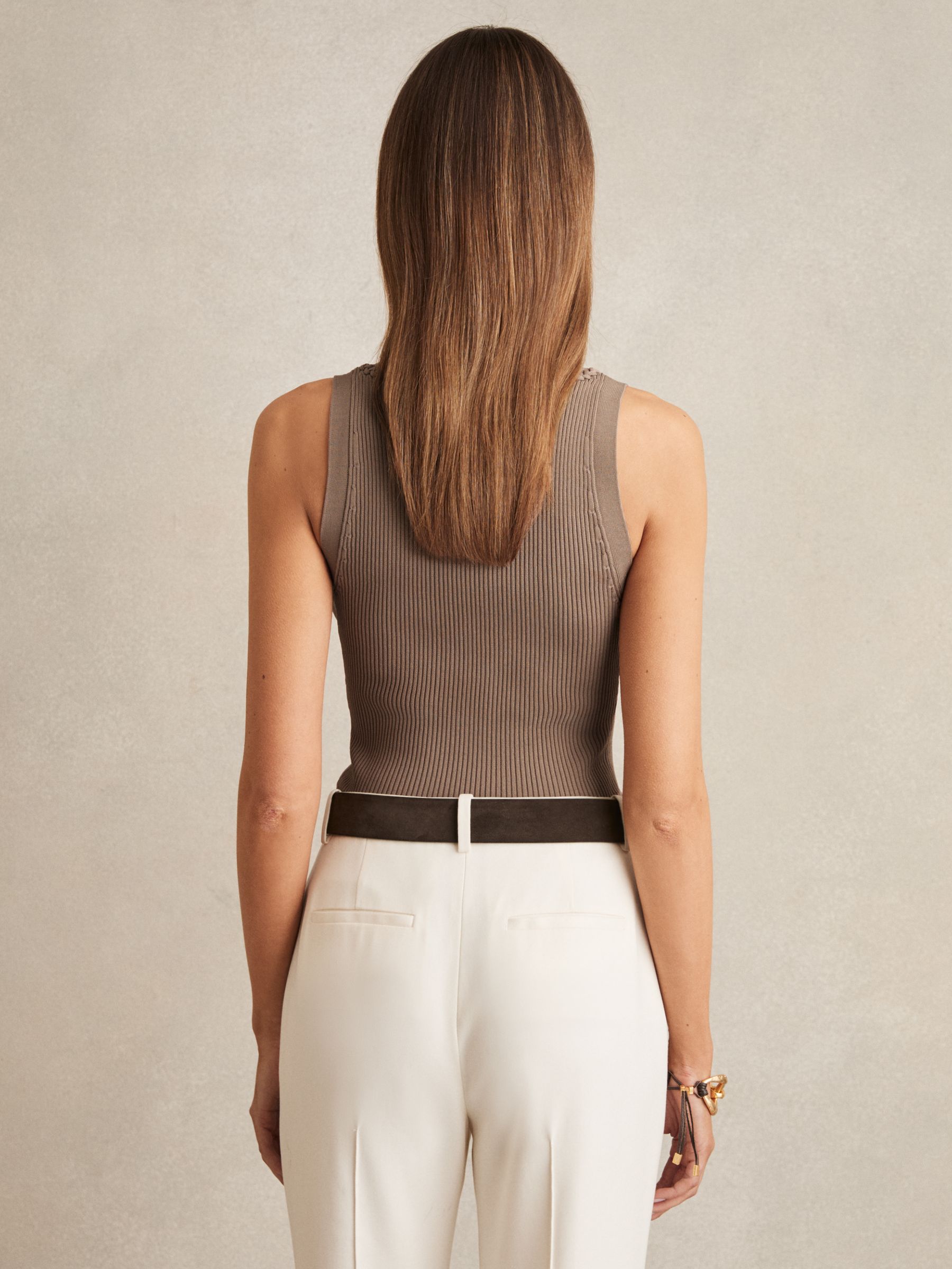 Craft Stitch Rib Knit Vest in Mink - Image 5 of 6